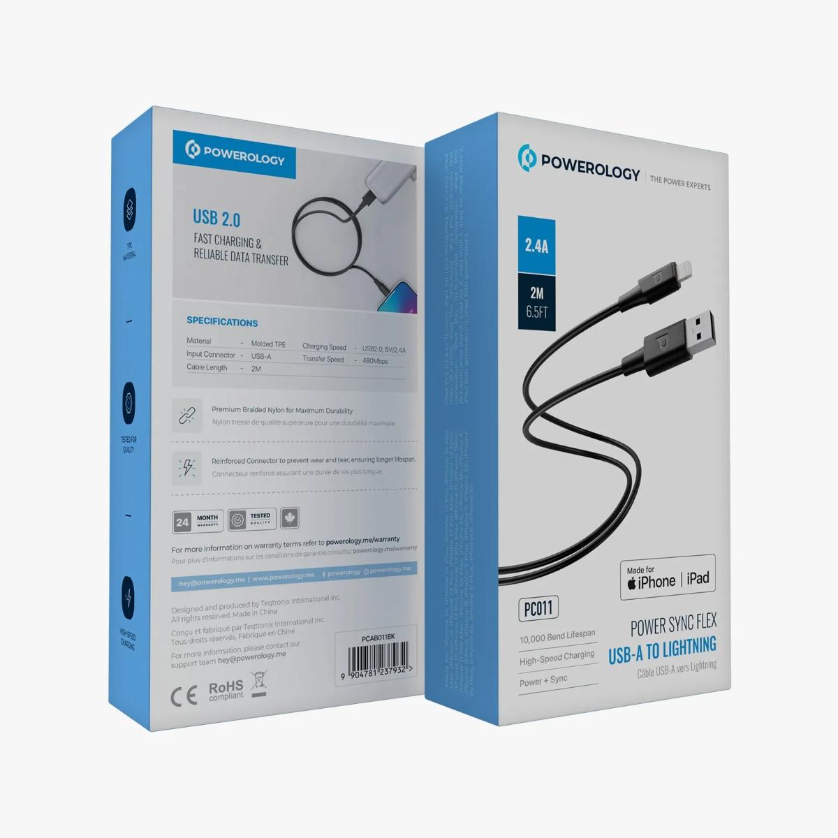 Powerology Power Sync Flex USB-A to Lightning Cable (2m)