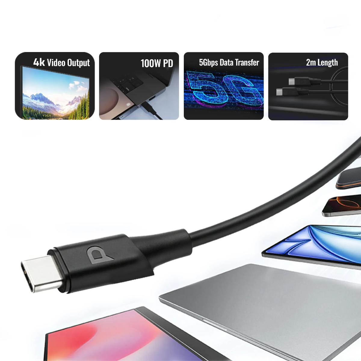 Powerology USB-C to USB-C PD 100W 2M Cable