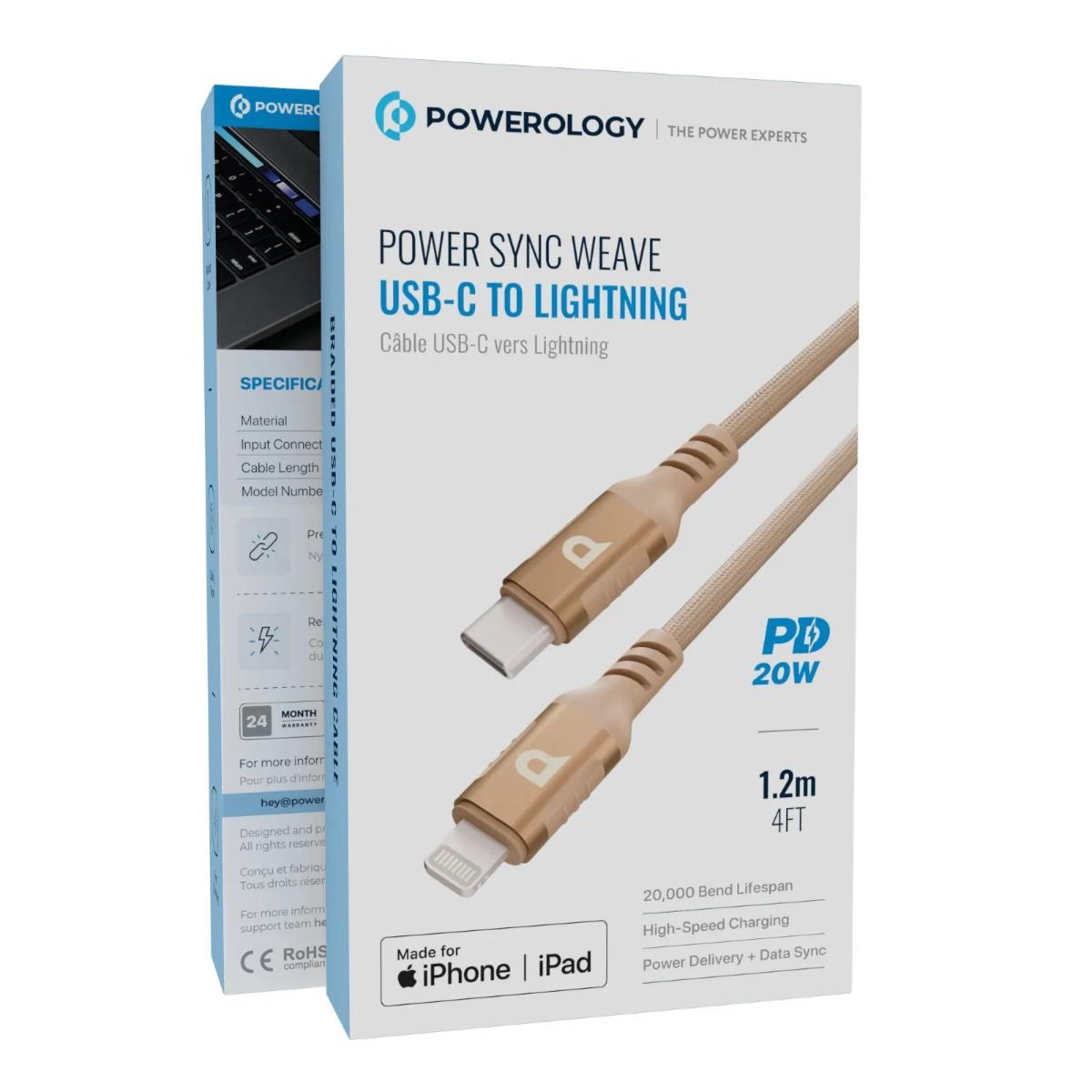 Powerology 30W USB-C to Lightning Braided Cable