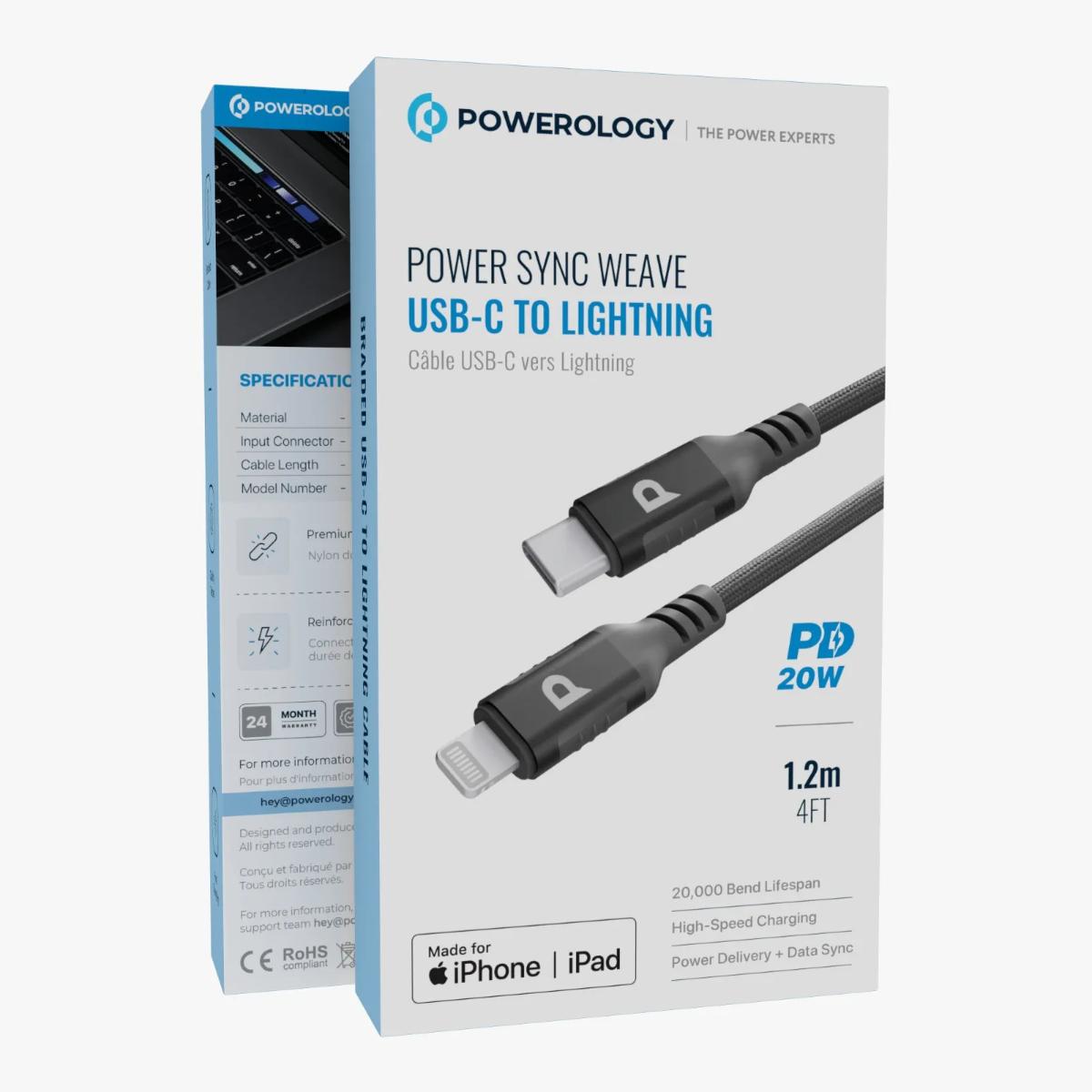 Powerology 30W USB-C to Lightning Braided Cable