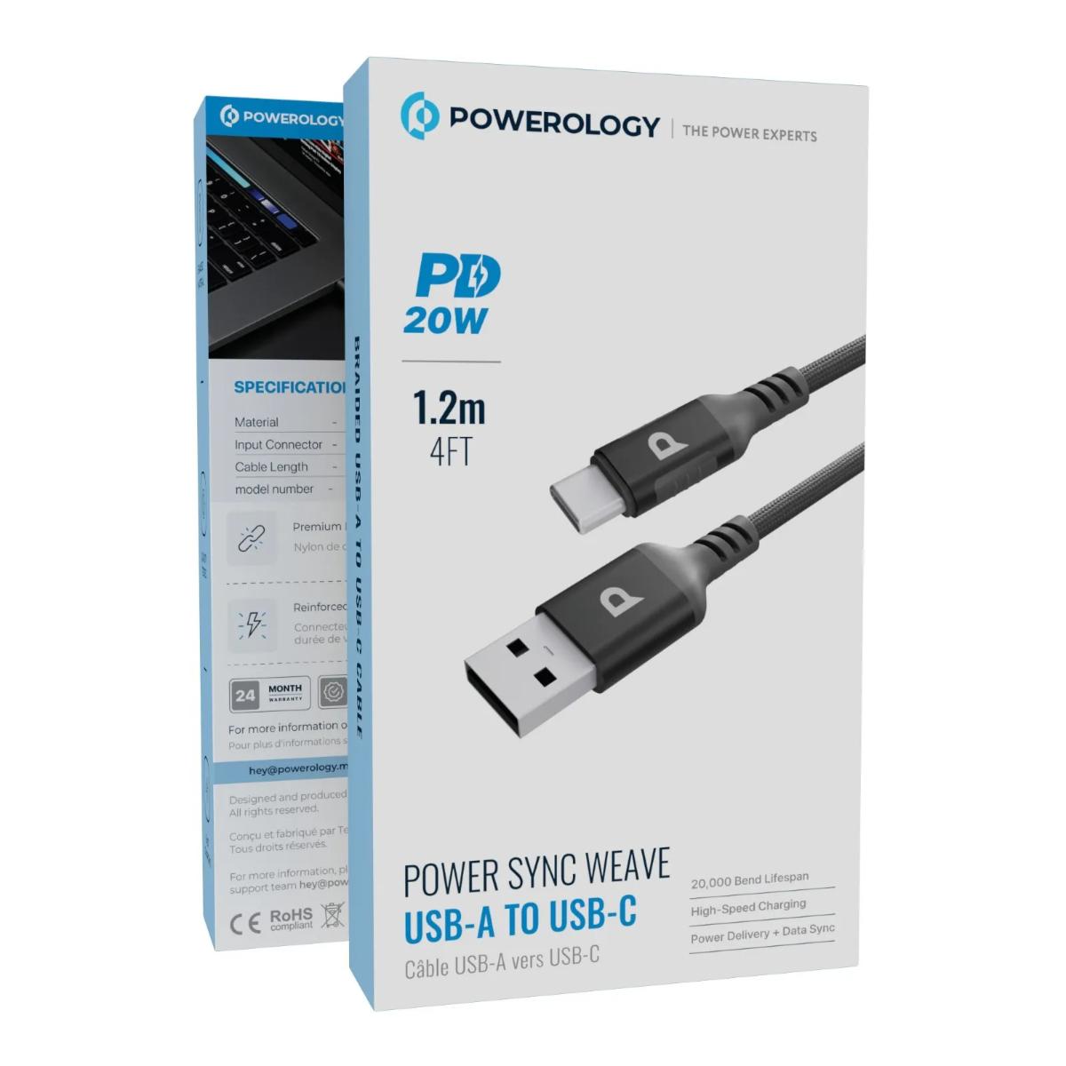 Powerology 20W USB-A to USB-C  Fast Charging Cable
