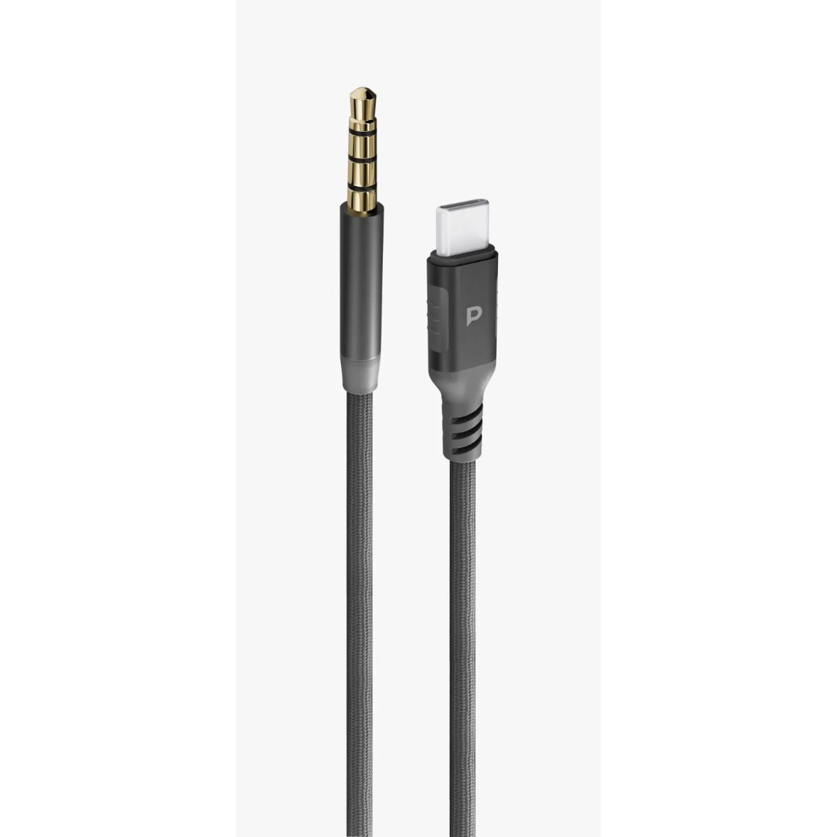Powerology Power Sync Weave USB-C to 3.5mm Aux Cable