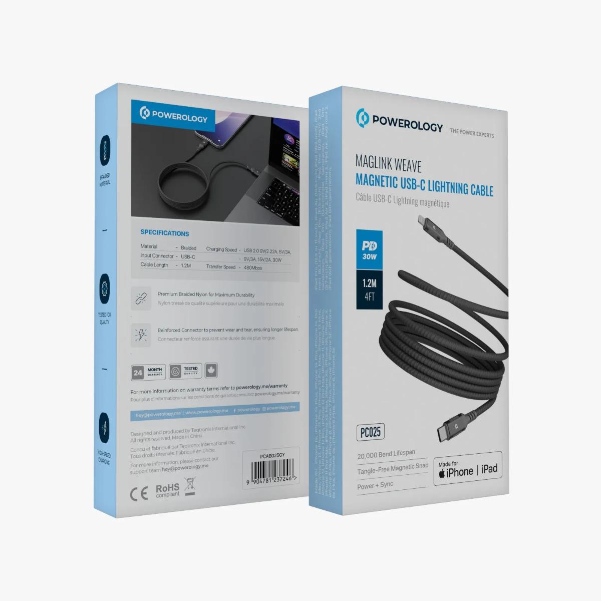 Powerology Malinka Magnetic Lightning Cable (1.2M, 30W)