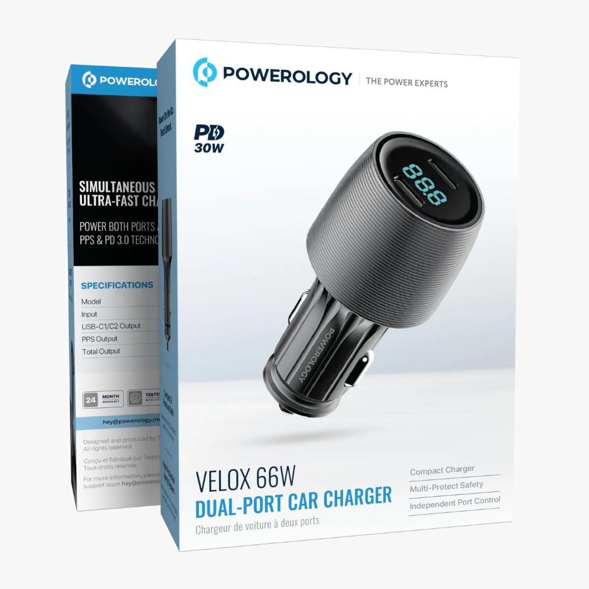 Powerology 66W Dual-Port Car Charger