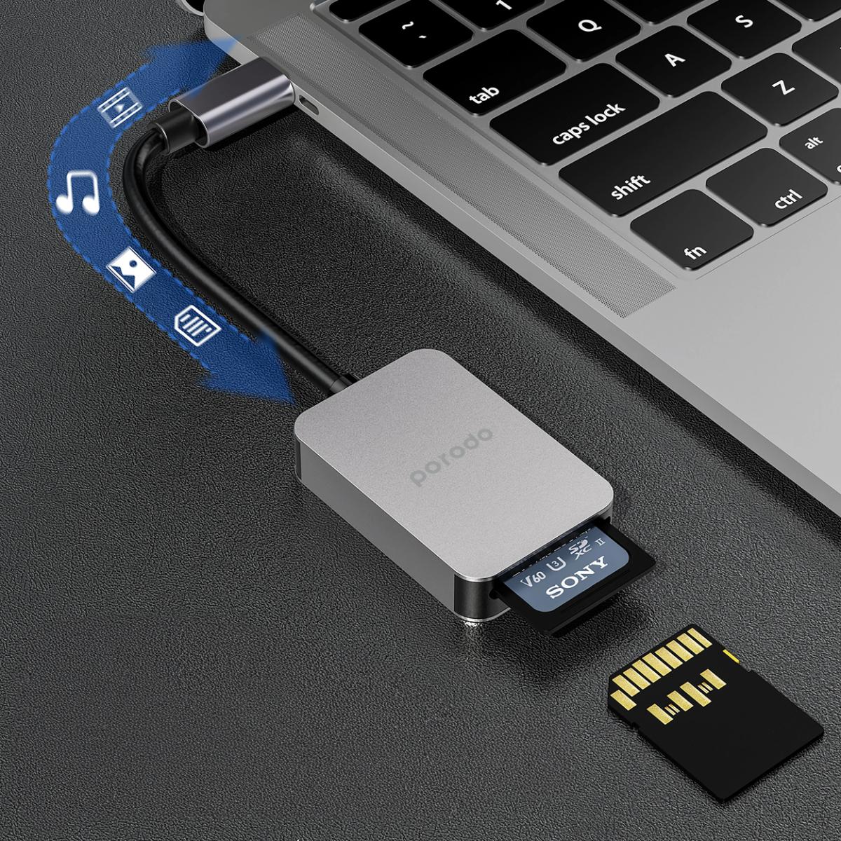 Porodo 2in1 USB-C Card Reader