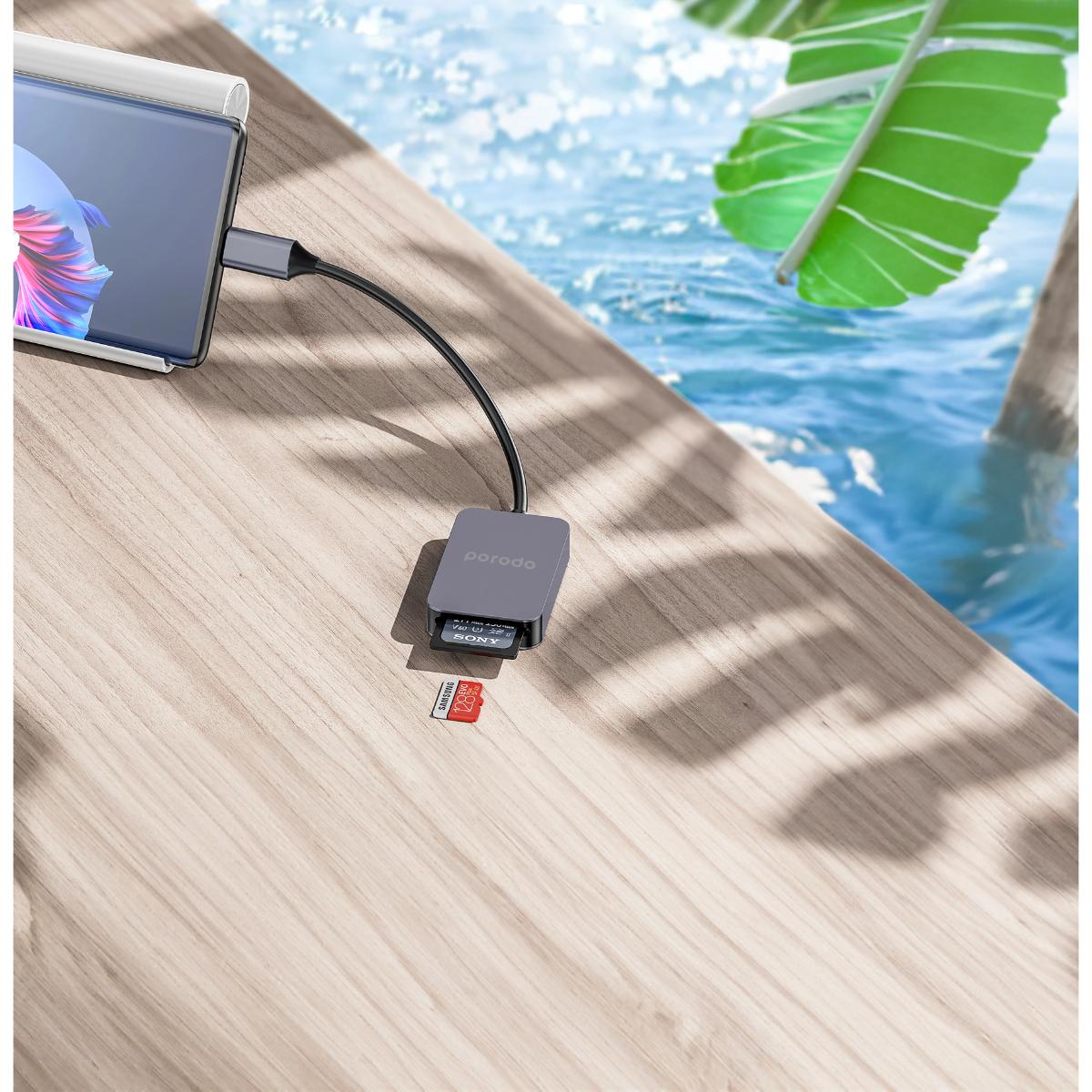 Porodo 2in1 USB-C Card Reader