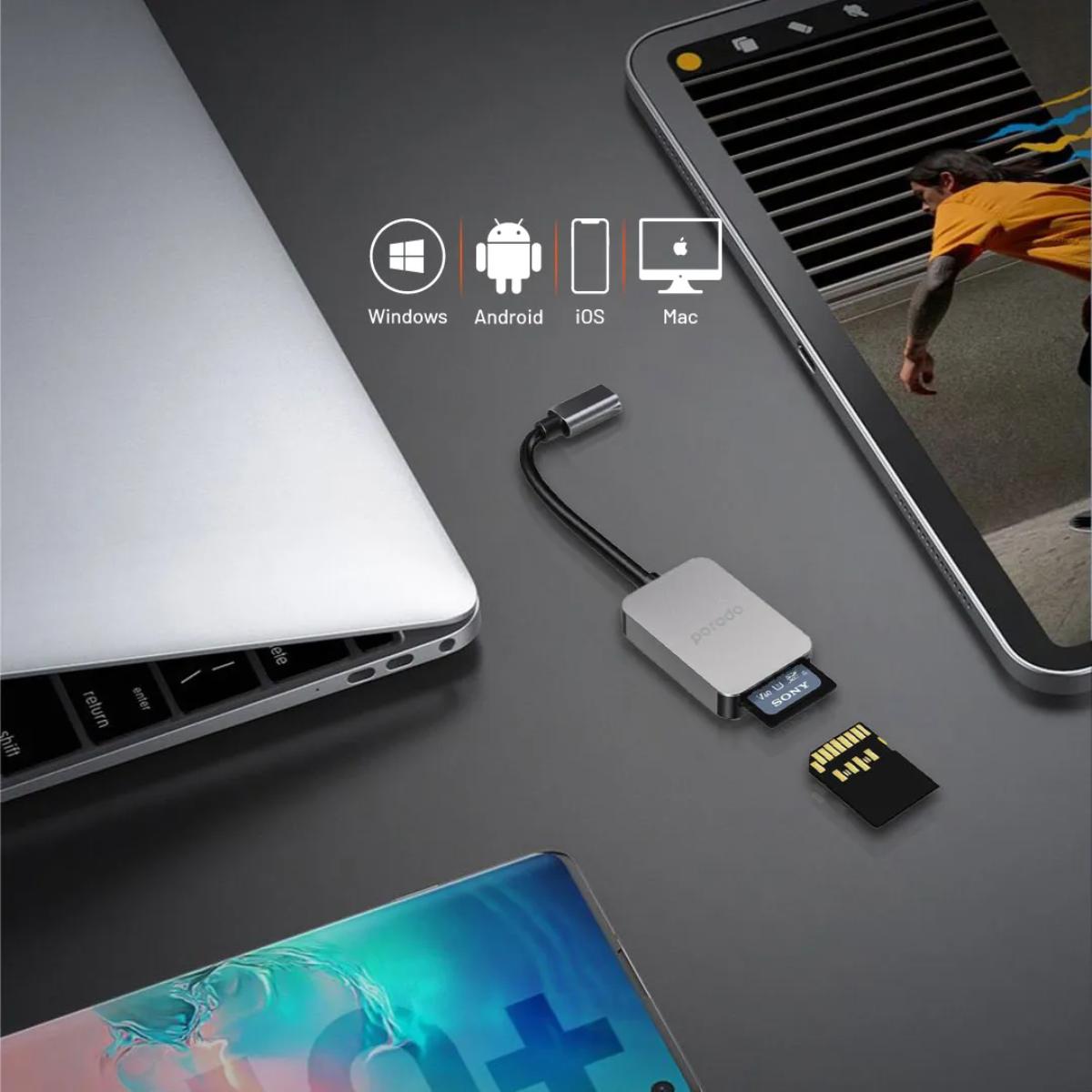 Porodo 2in1 USB-C Card Reader
