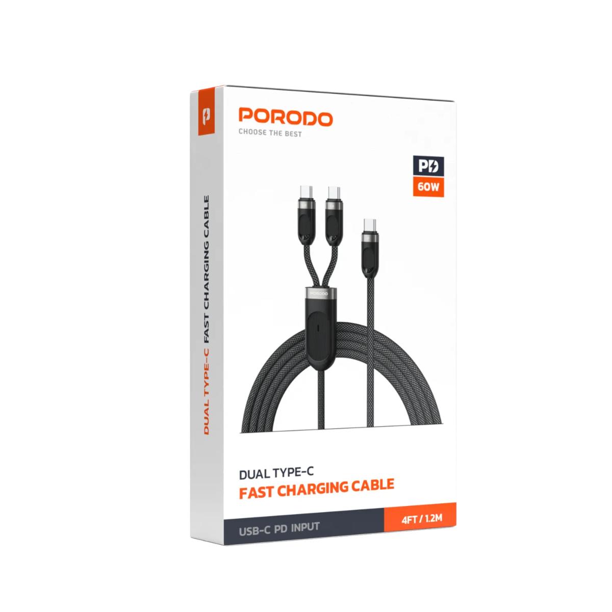 Porodo 2-in-1 Dual USB-C Fast Charging Cable