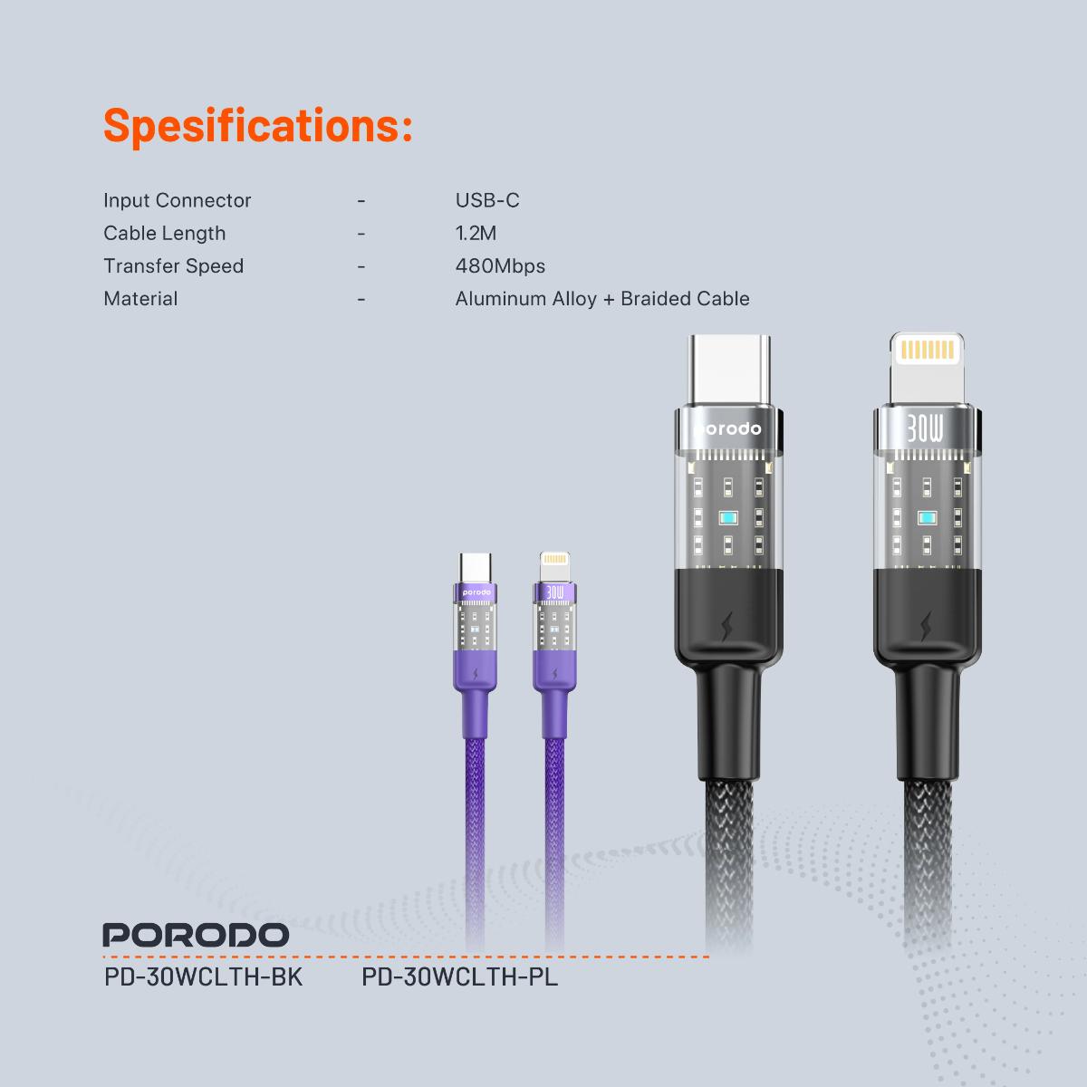 Porodo  USB-C to USB-C Braided Cable