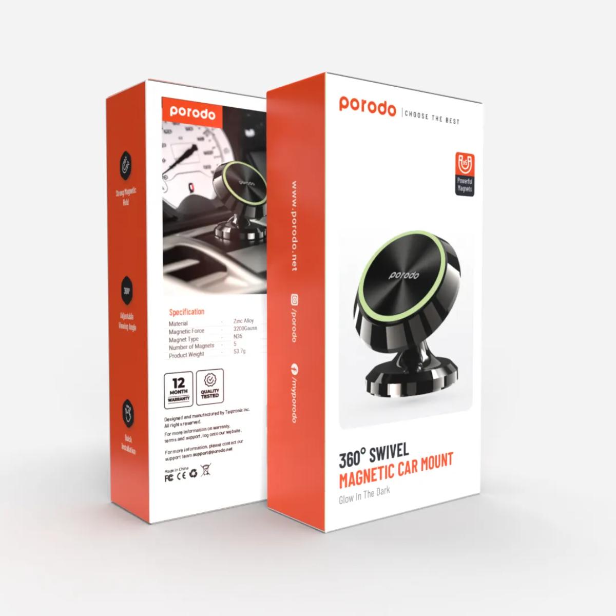 Porodo 360° Swivel Magnetic Car Mount
