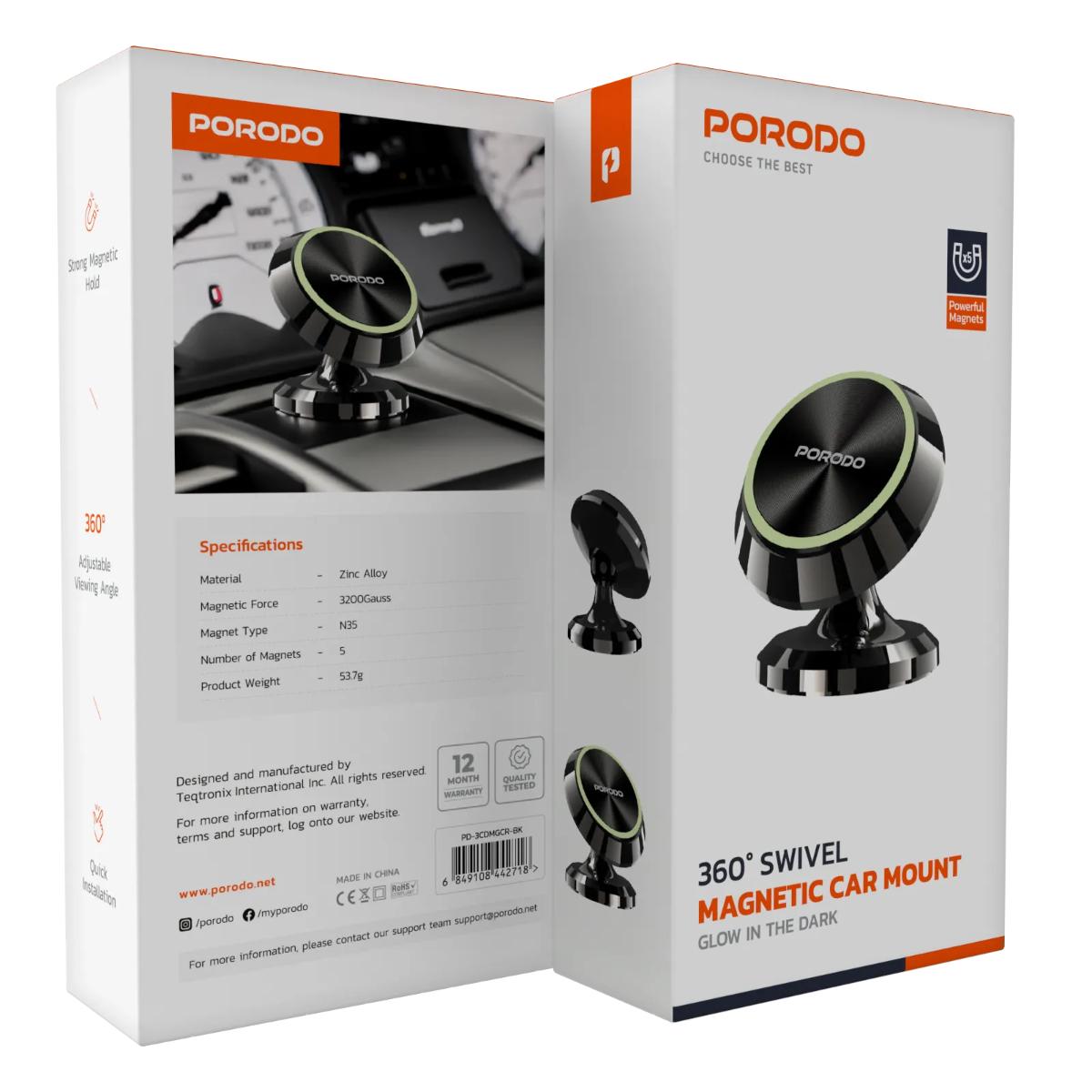 Porodo 360° Swivel Magnetic Car Mount