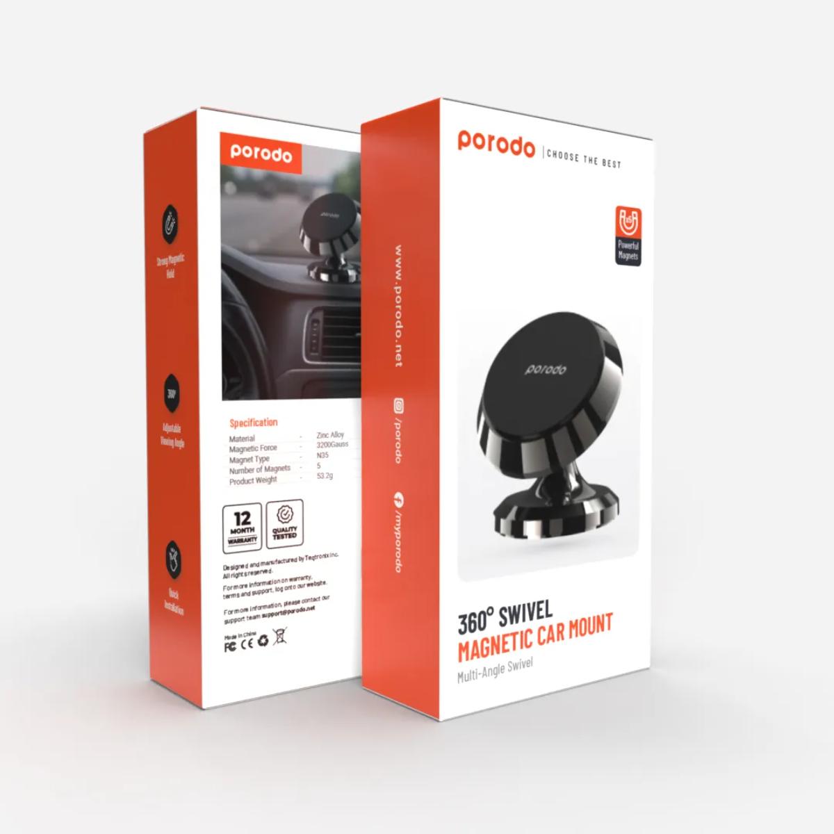 Porodo 360° Swivel Magnetic Car Mount