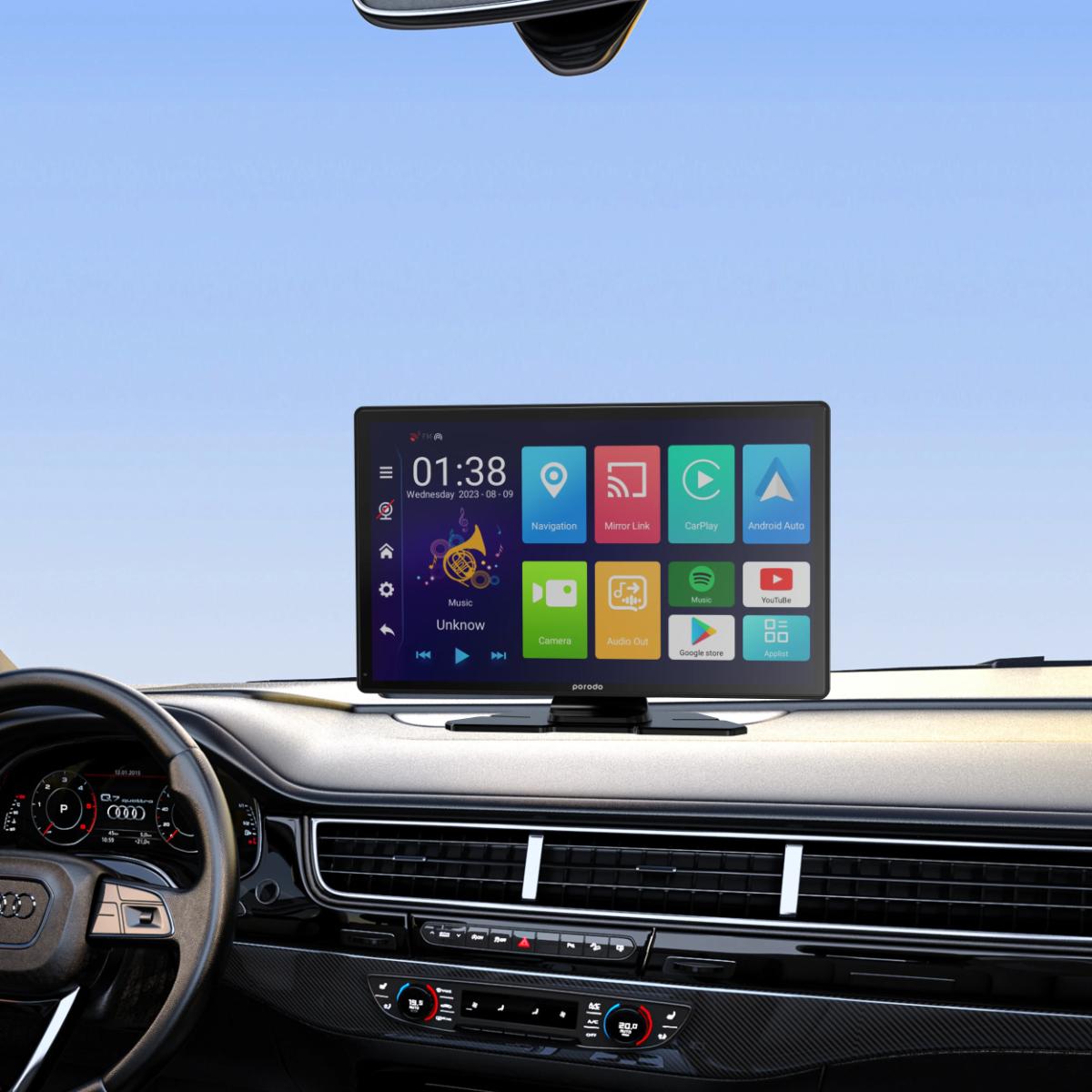 Porodo 9" Android CarPlay Dash Tablet & DVR
