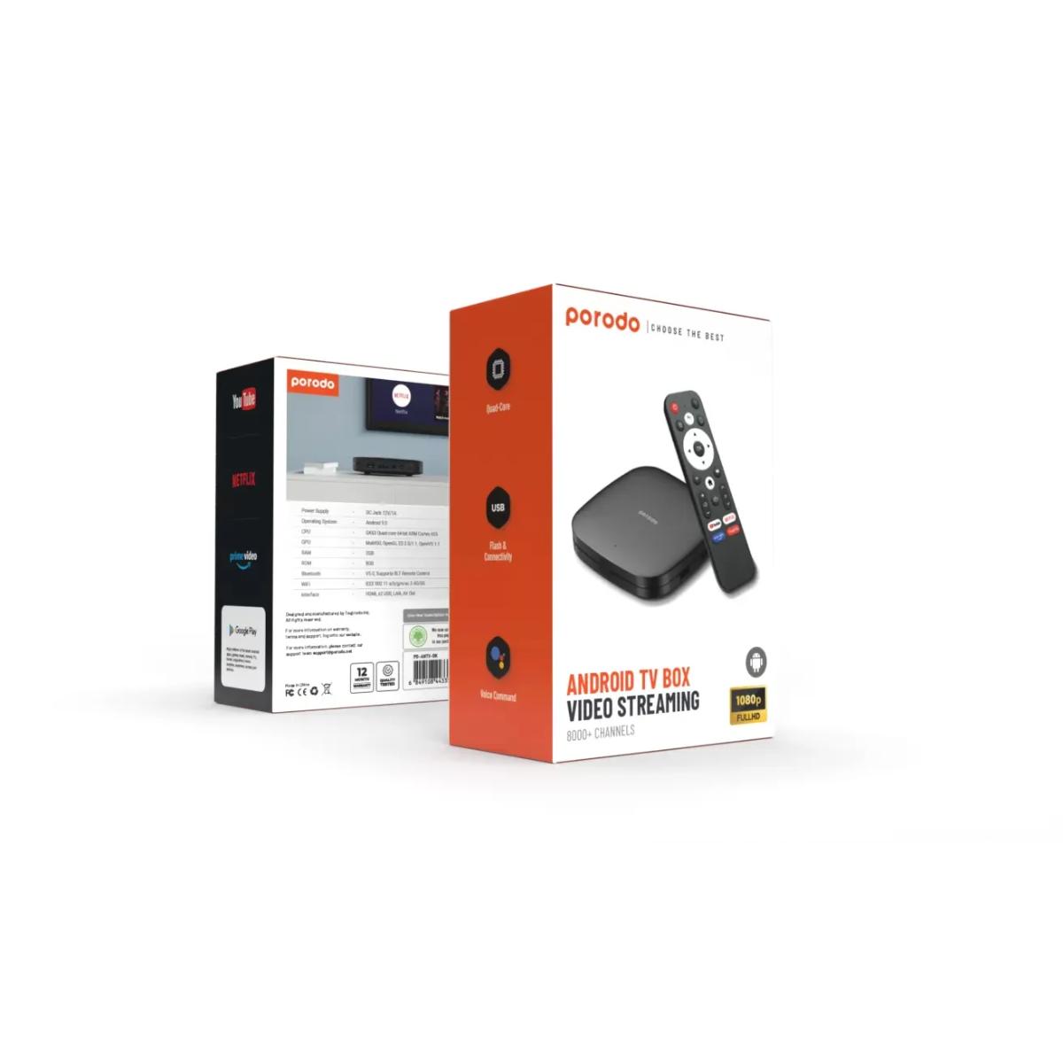 Porodo Android TV Box Video Streaming 1080 Full HD