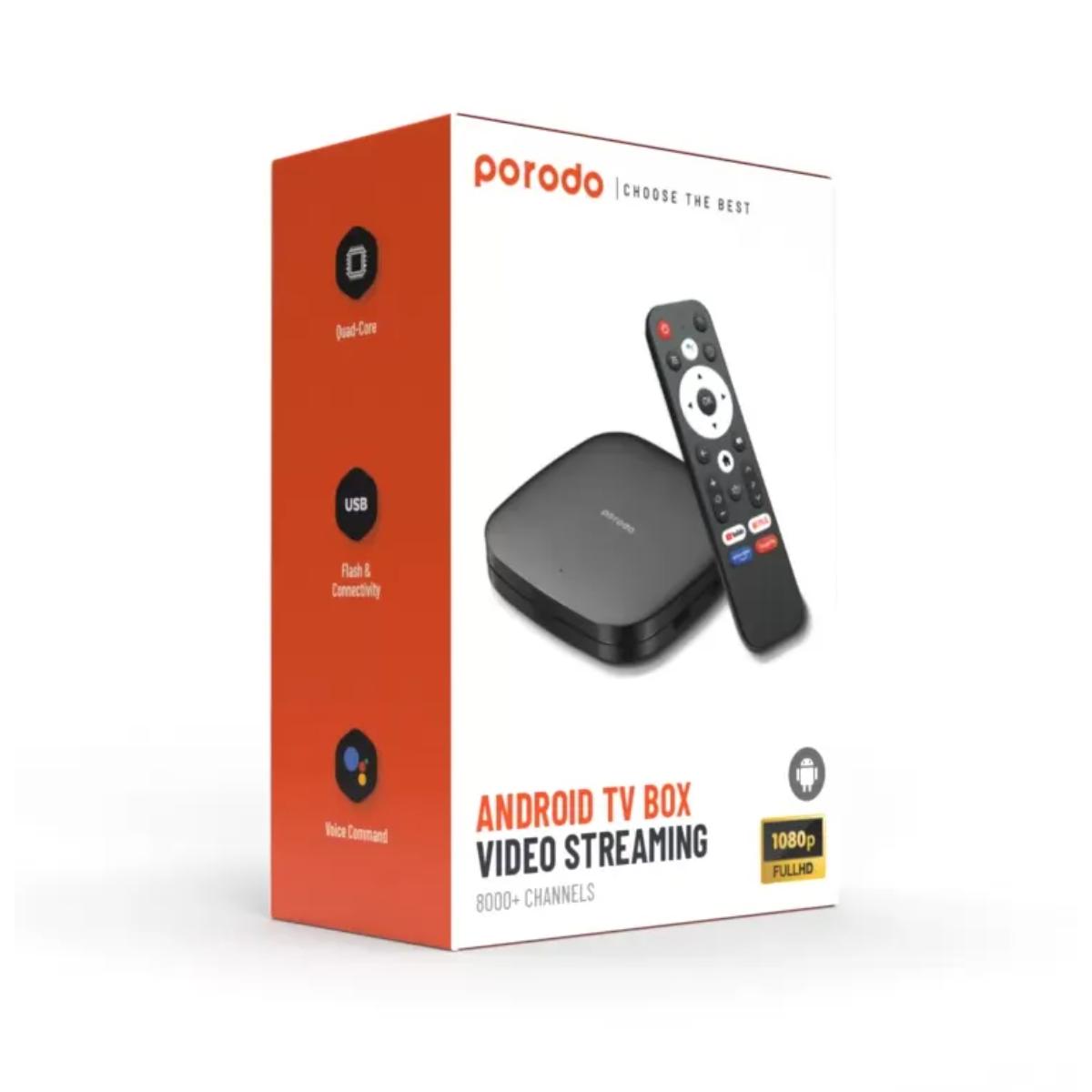 Porodo Android TV Box Video Streaming 1080 Full HD