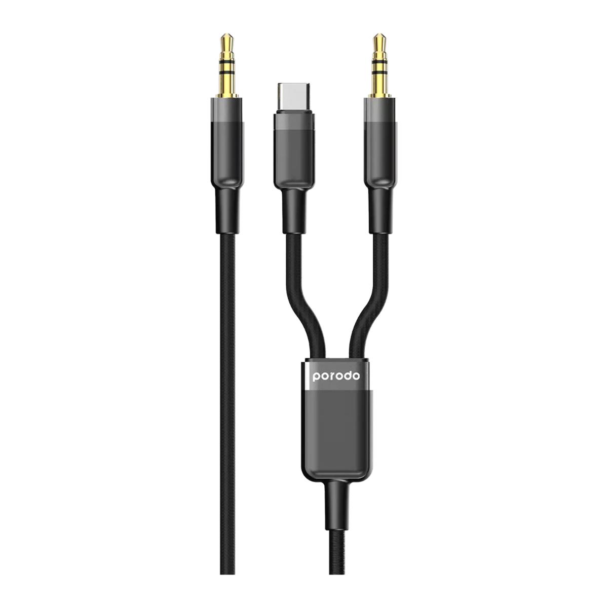Porodo Braided 2-in-1 Audio AUX Cable (4ft)