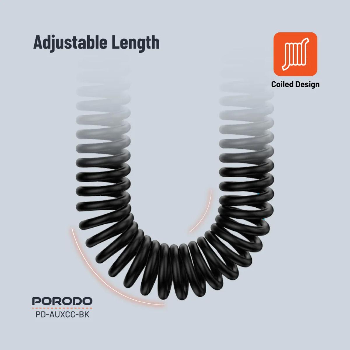 Porodo Auto-Retract Coiled AUX Cable