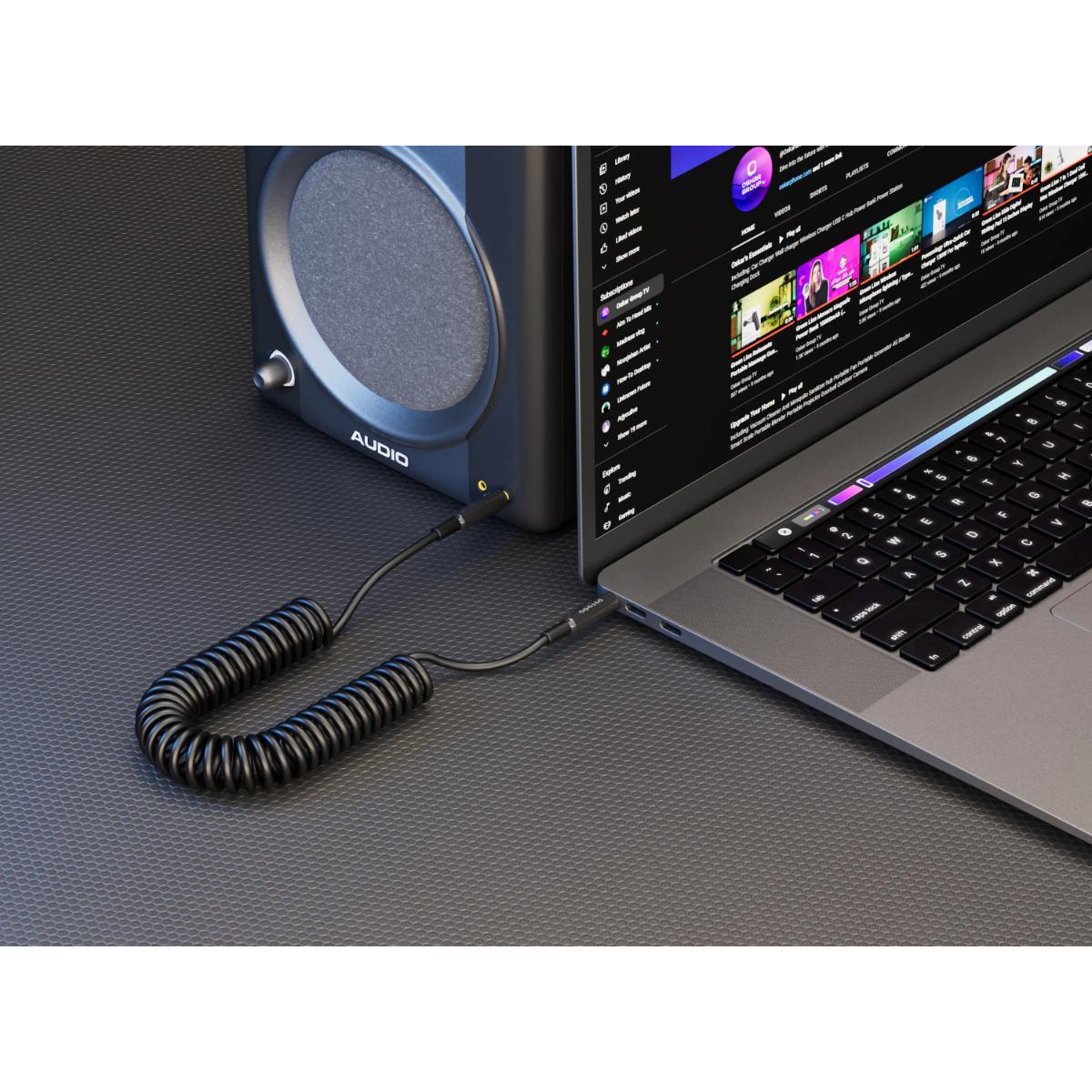 Porodo Auto-Retract Coiled AUX Cable