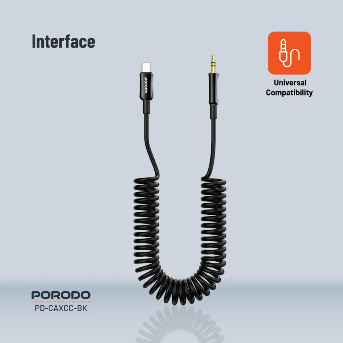 Porodo Type-C to 3.5mm Coiled AUX Cable
