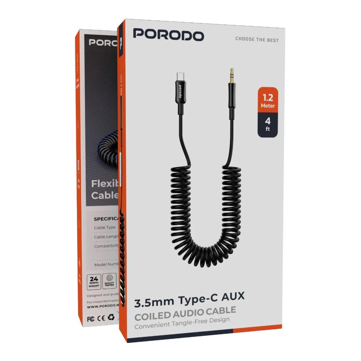 Porodo Type-C to 3.5mm Coiled AUX Cable