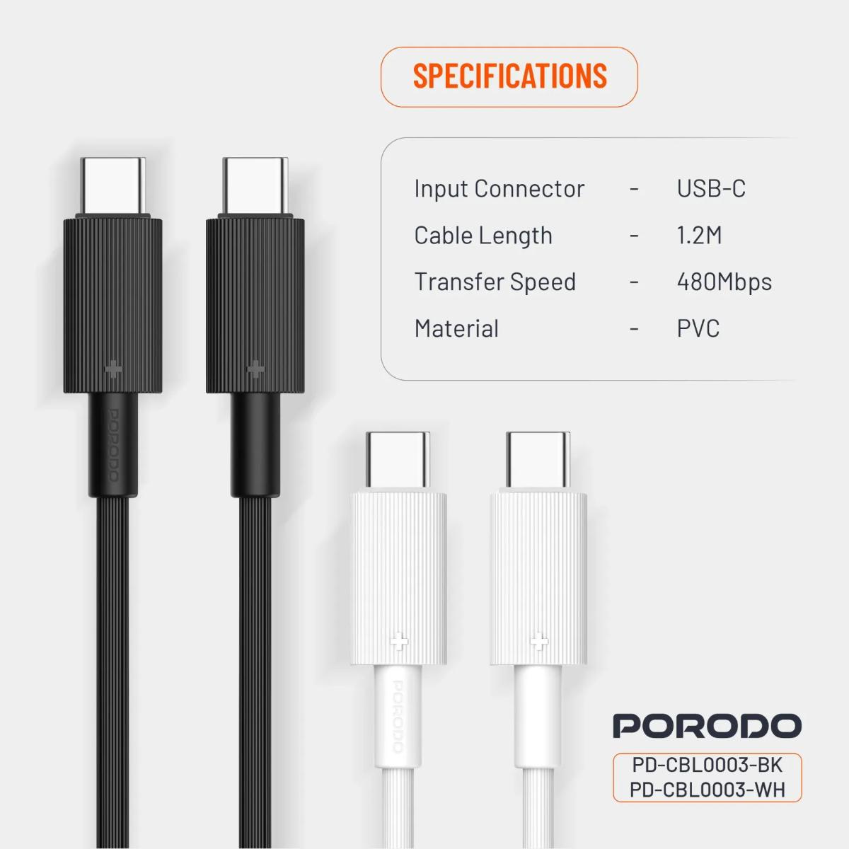 Porodo USB-C to USB-C Durable Charging Cable