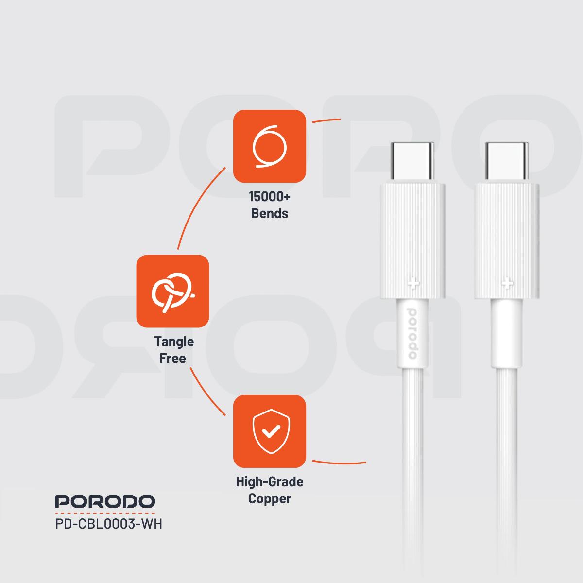 Porodo USB-C to USB-C Durable Charging Cable