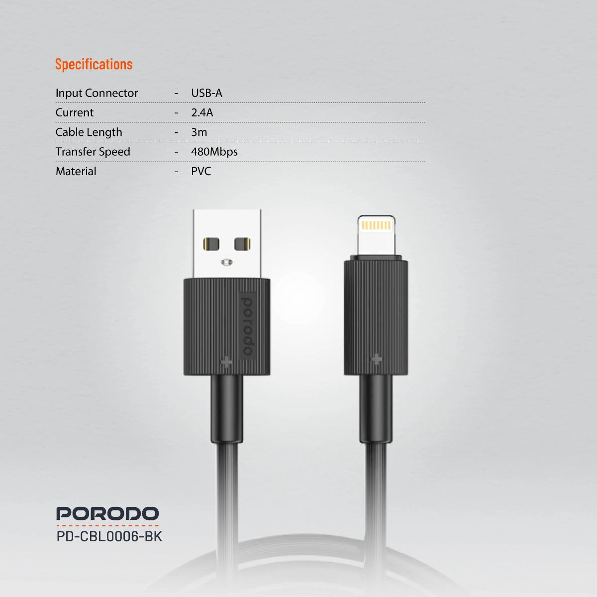 Porodo USB-A to Lightning  Cable