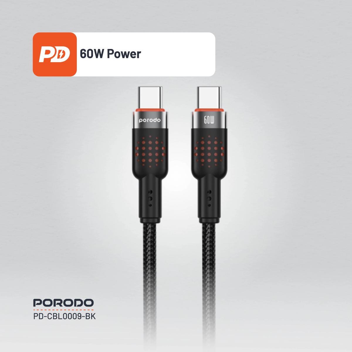 Porodo USB-C to  USB-C Aluminum Braided Cable