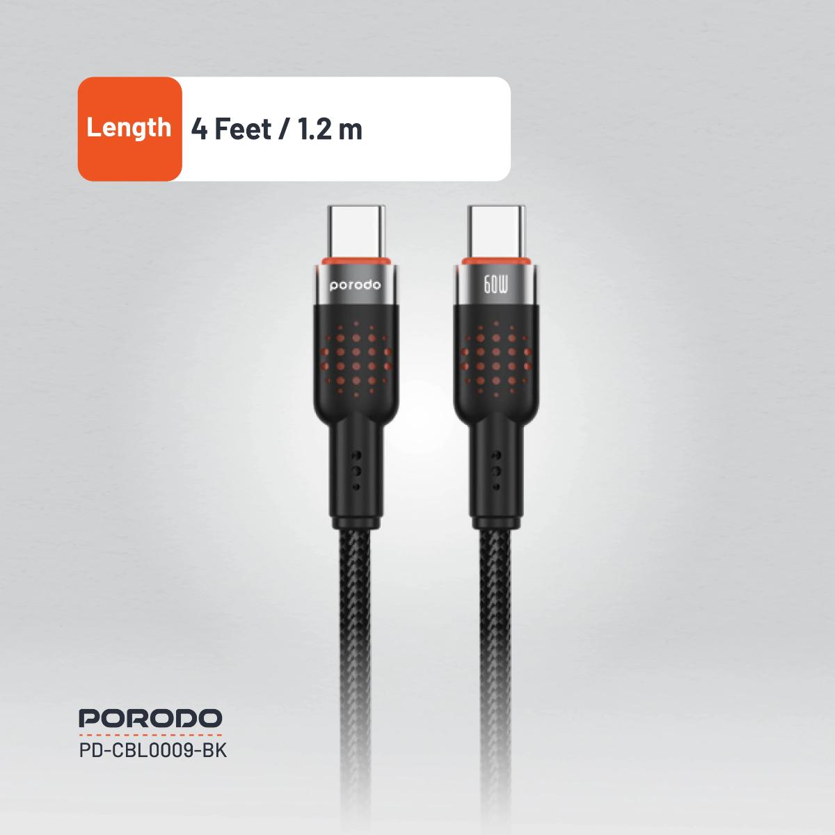 Porodo USB-C to  USB-C Aluminum Braided Cable