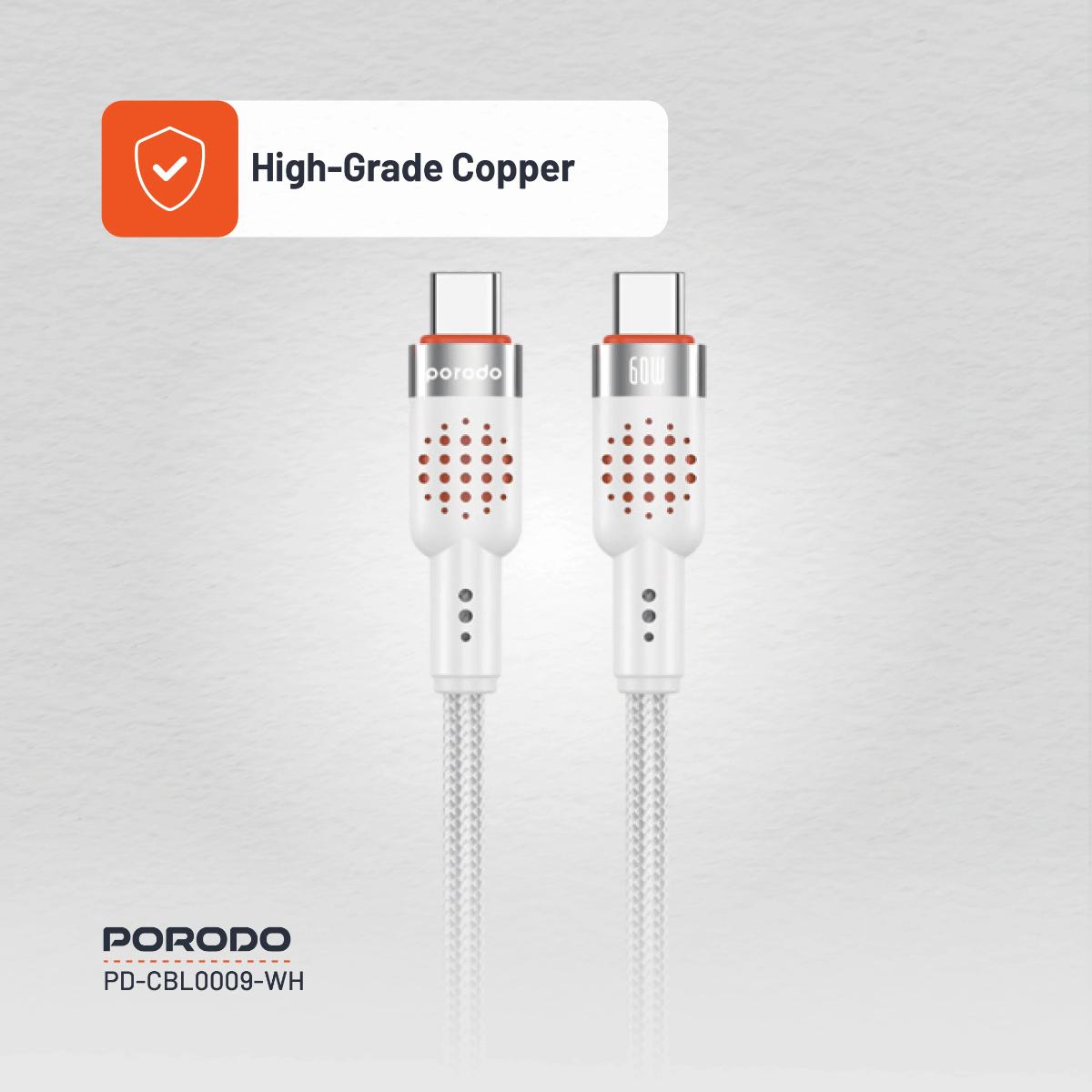 Porodo USB-C to  USB-C Aluminum Braided Cable