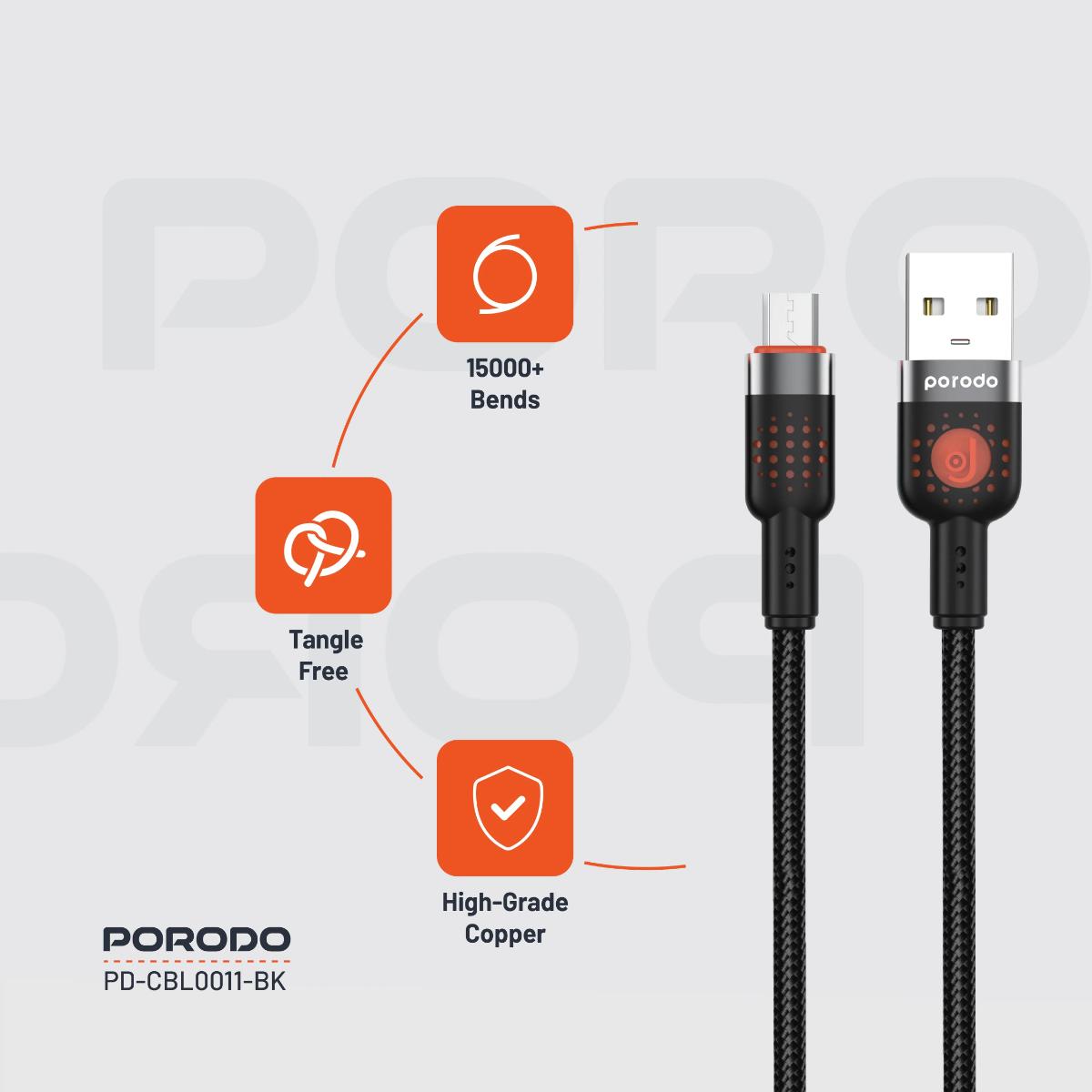 Porodo Braided Cable USB-A to Micro