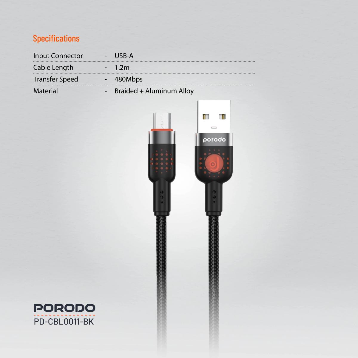 Porodo Braided Cable USB-A to Micro