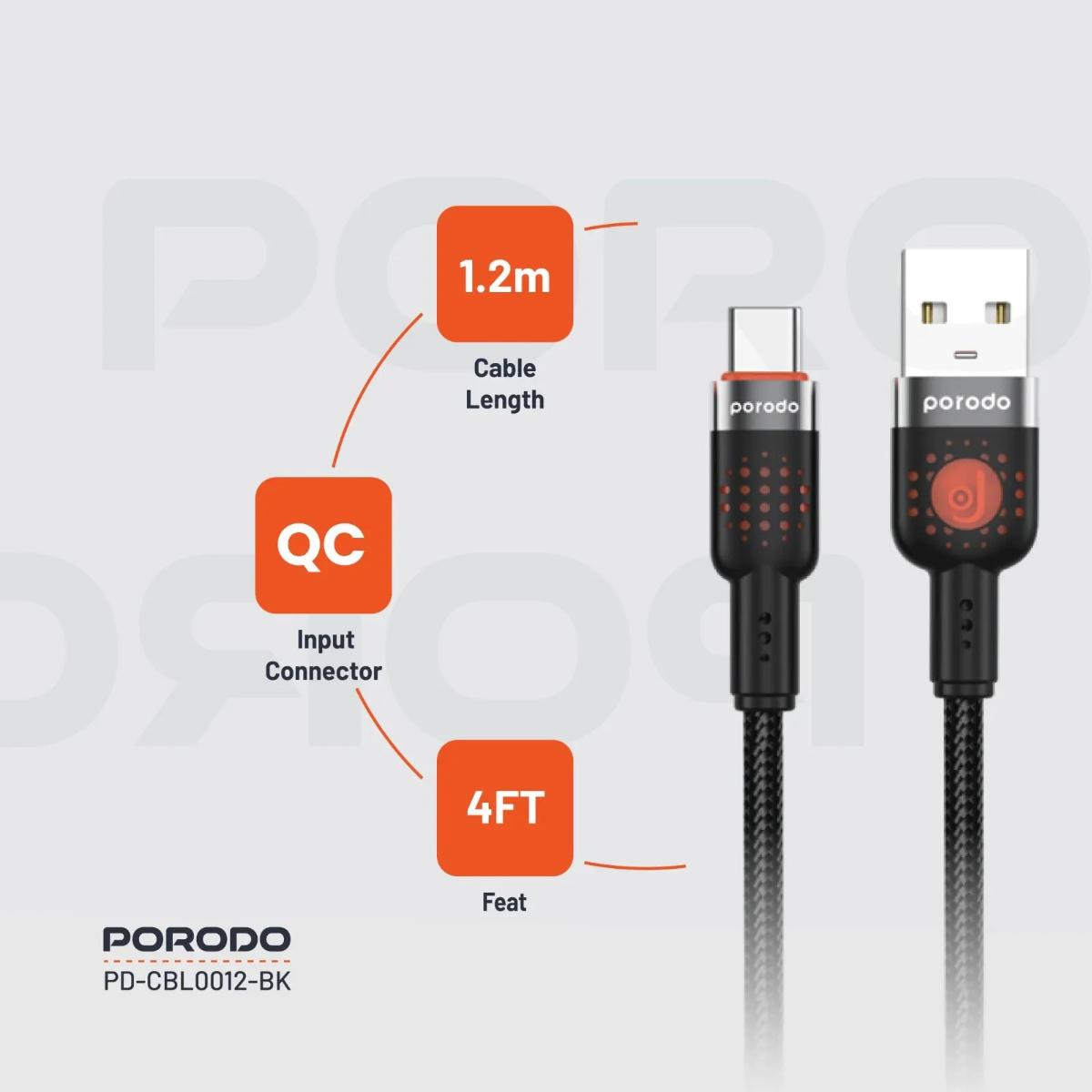 Porodo Braided Cable USB-A to Type-C
