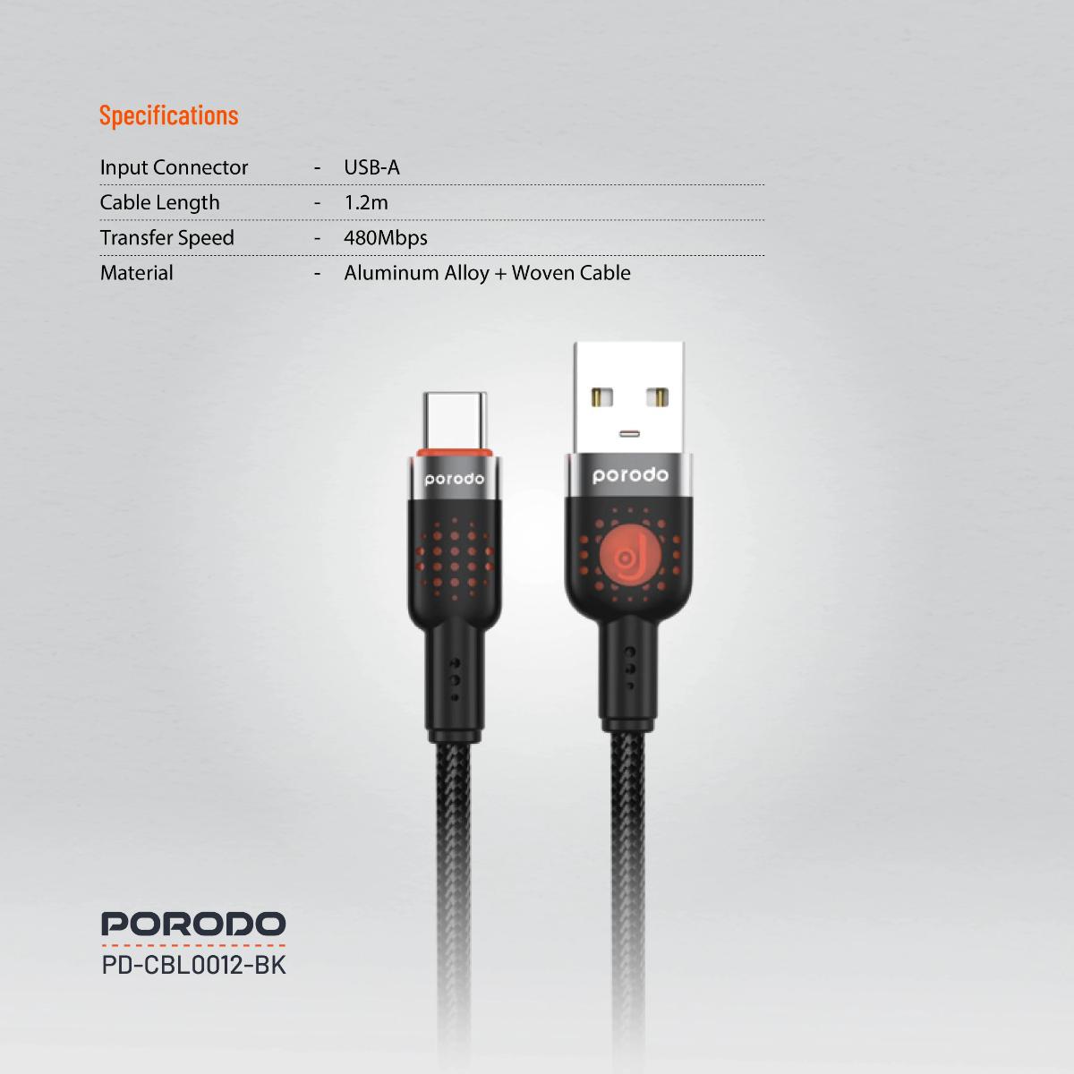 Porodo Braided Cable USB-A to Type-C
