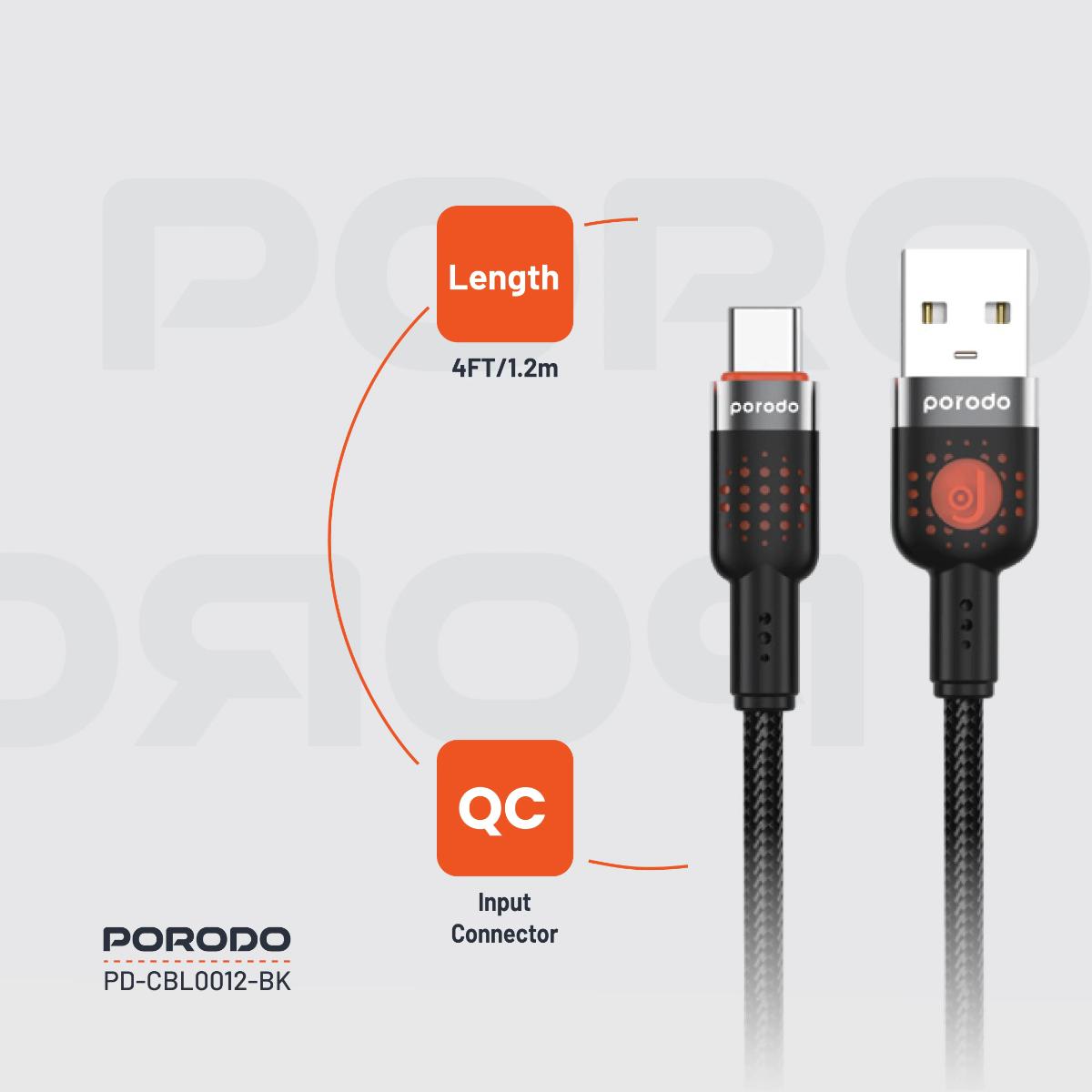 Porodo Braided Cable USB-A to Type-C