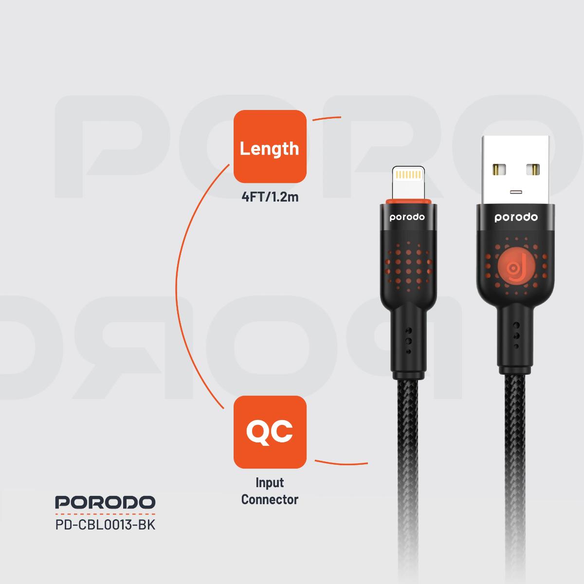 Porodo Braided Cable USB-A to Lightning