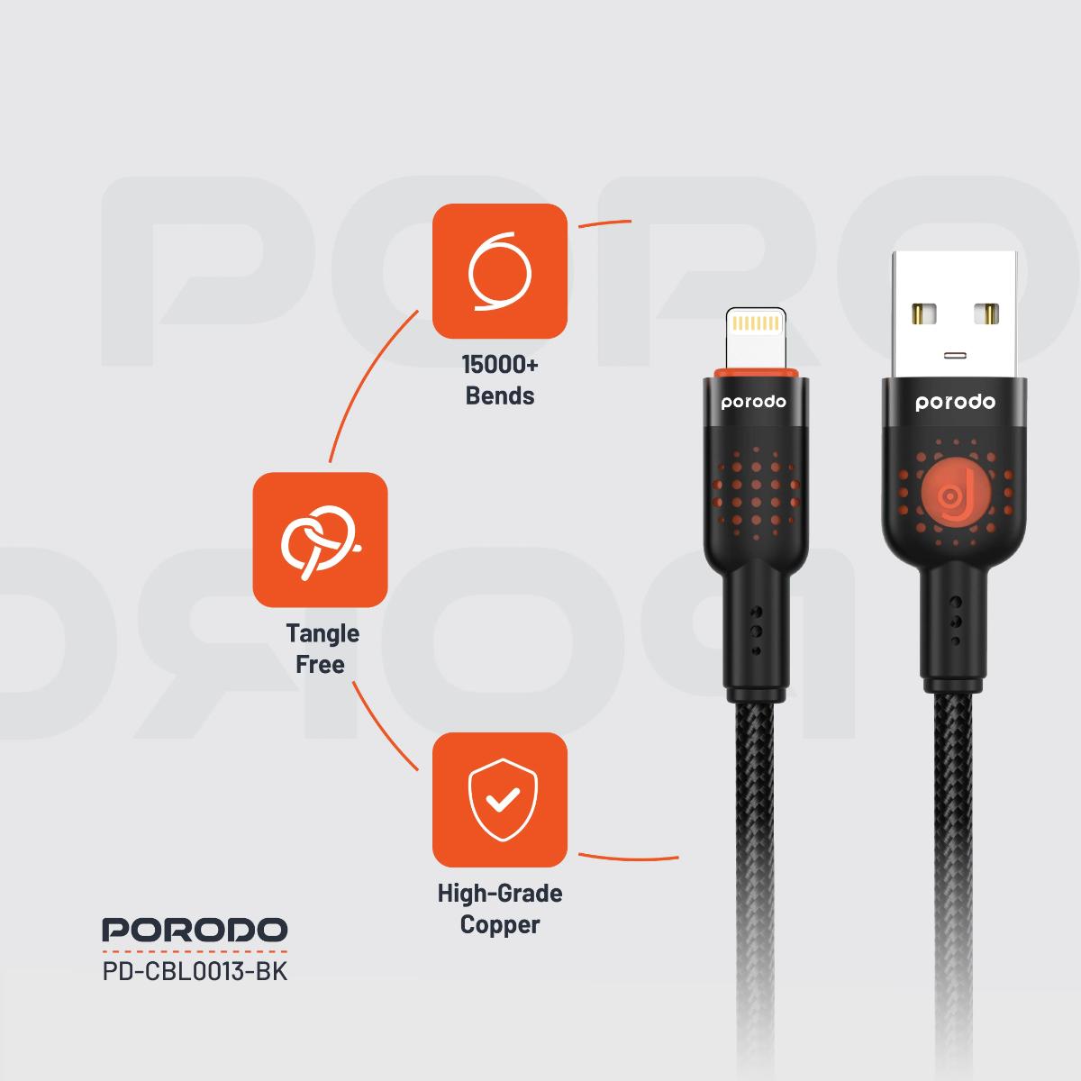 Porodo Braided Cable USB-A to Lightning