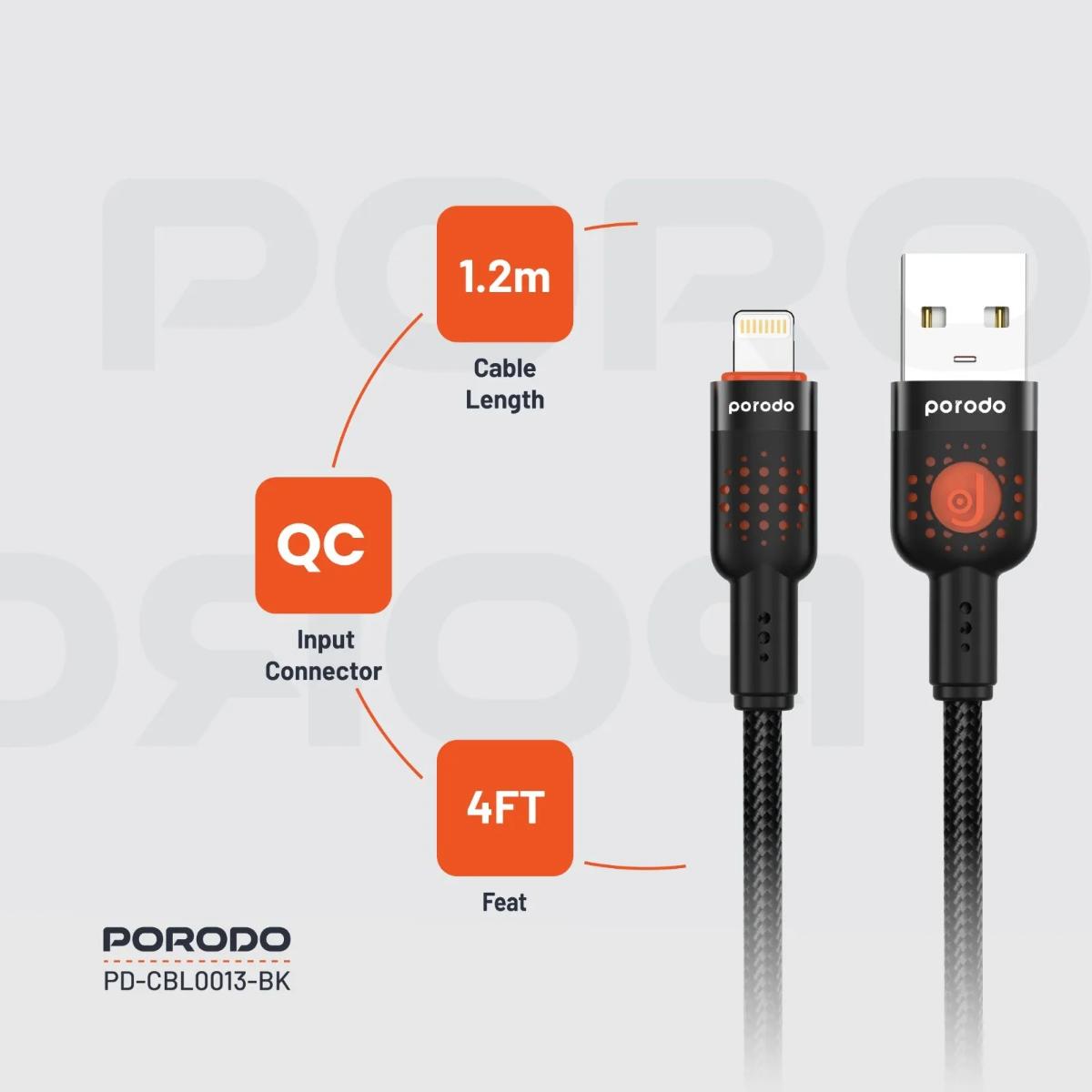 Porodo Braided Cable USB-A to Lightning