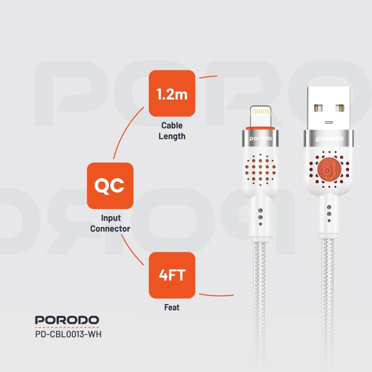 Porodo Braided Cable USB-A to Lightning