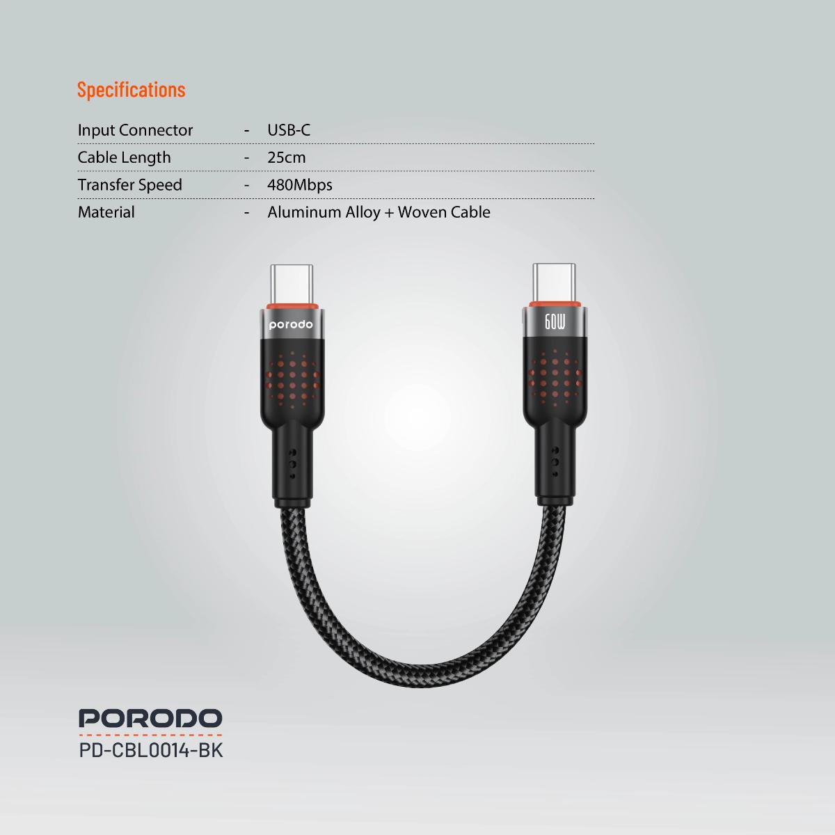 Porodo Braided Cable Type-C to C