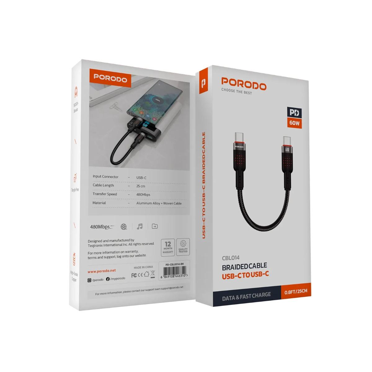 Porodo Braided Cable Type-C to C
