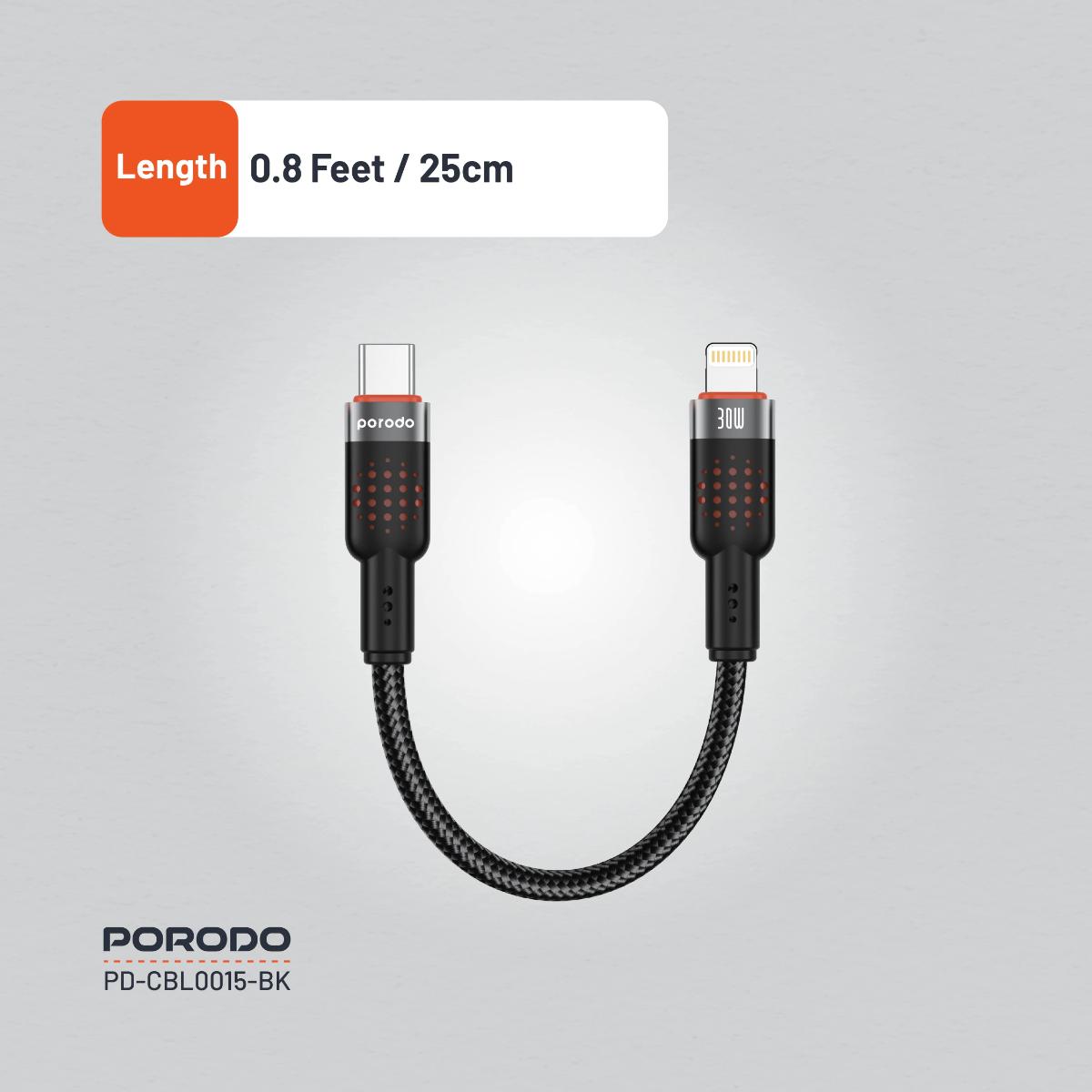 Porodo Braided Cable Type-C to Lightning