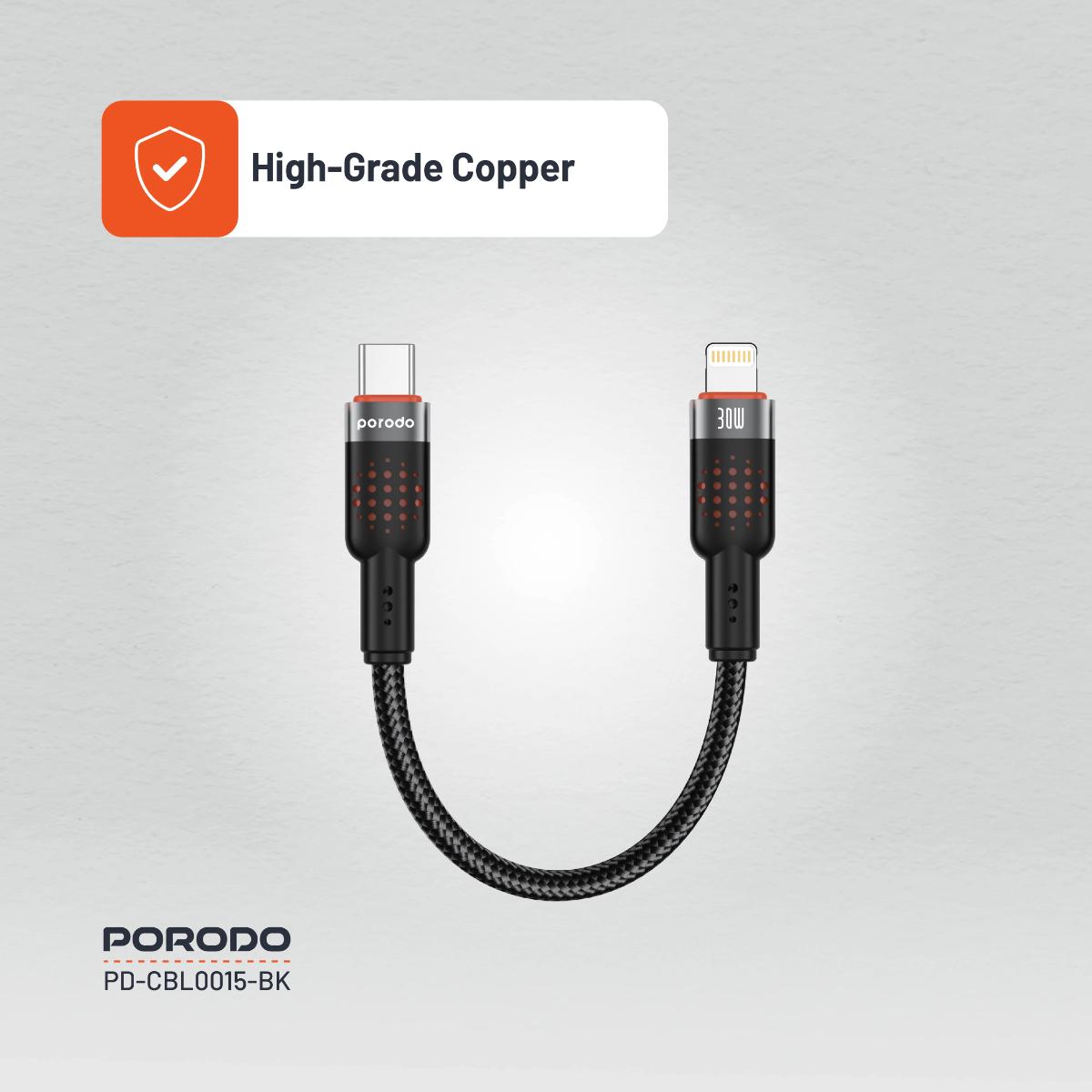 Porodo Braided Cable Type-C to Lightning