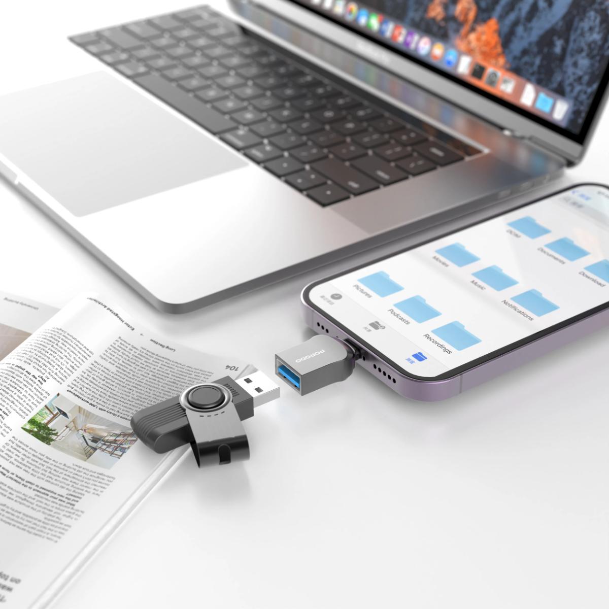 Porodo Lightning OTG Adapter - Zinc Alloy