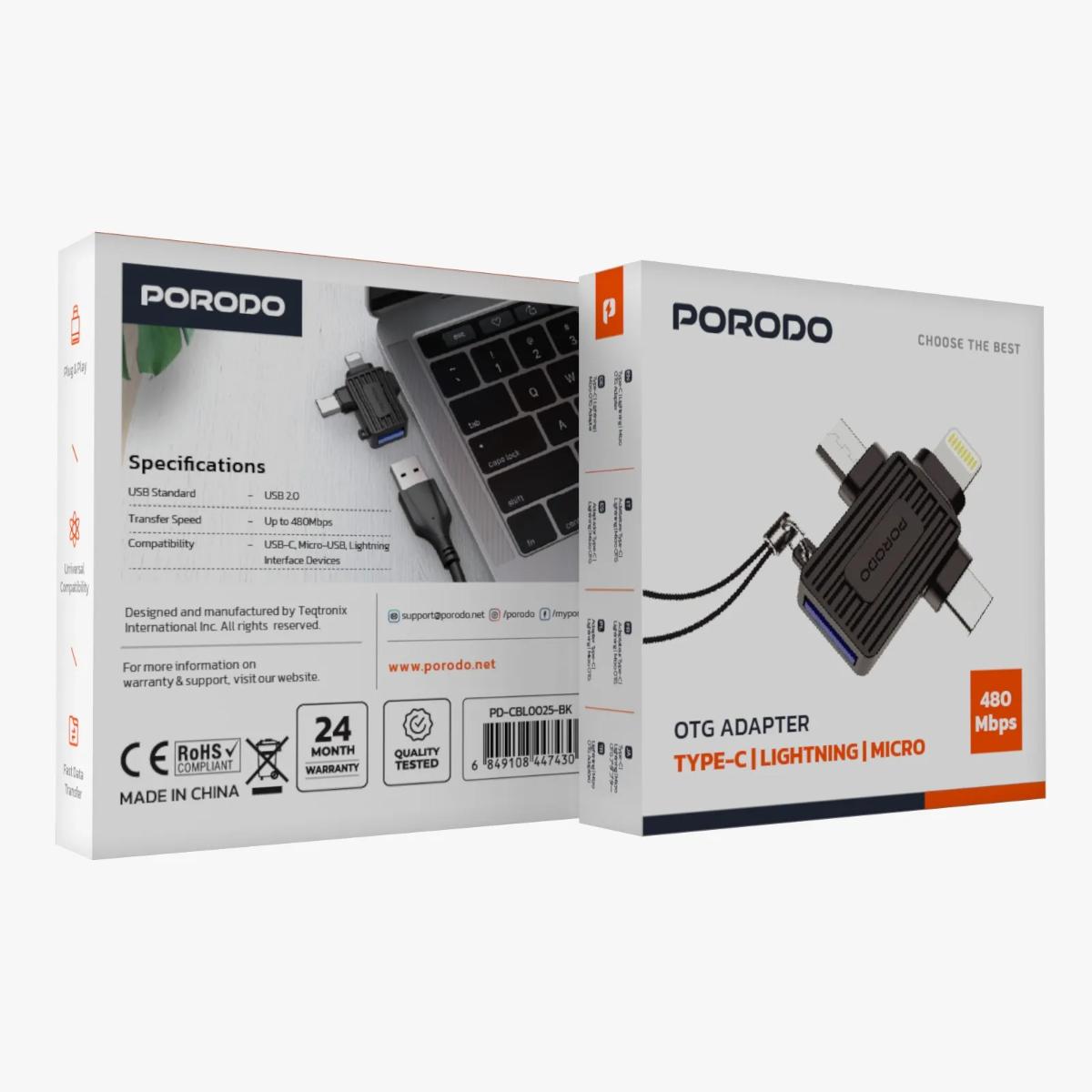 Porodo Universal 3-in-1 OTG Adapter