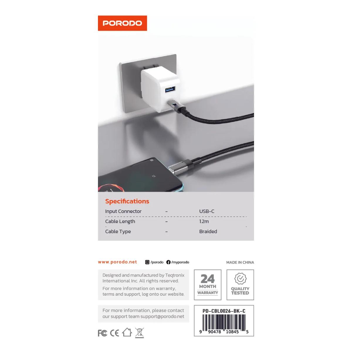 Porodo Transparent Shell USB-C To USB-C Cable