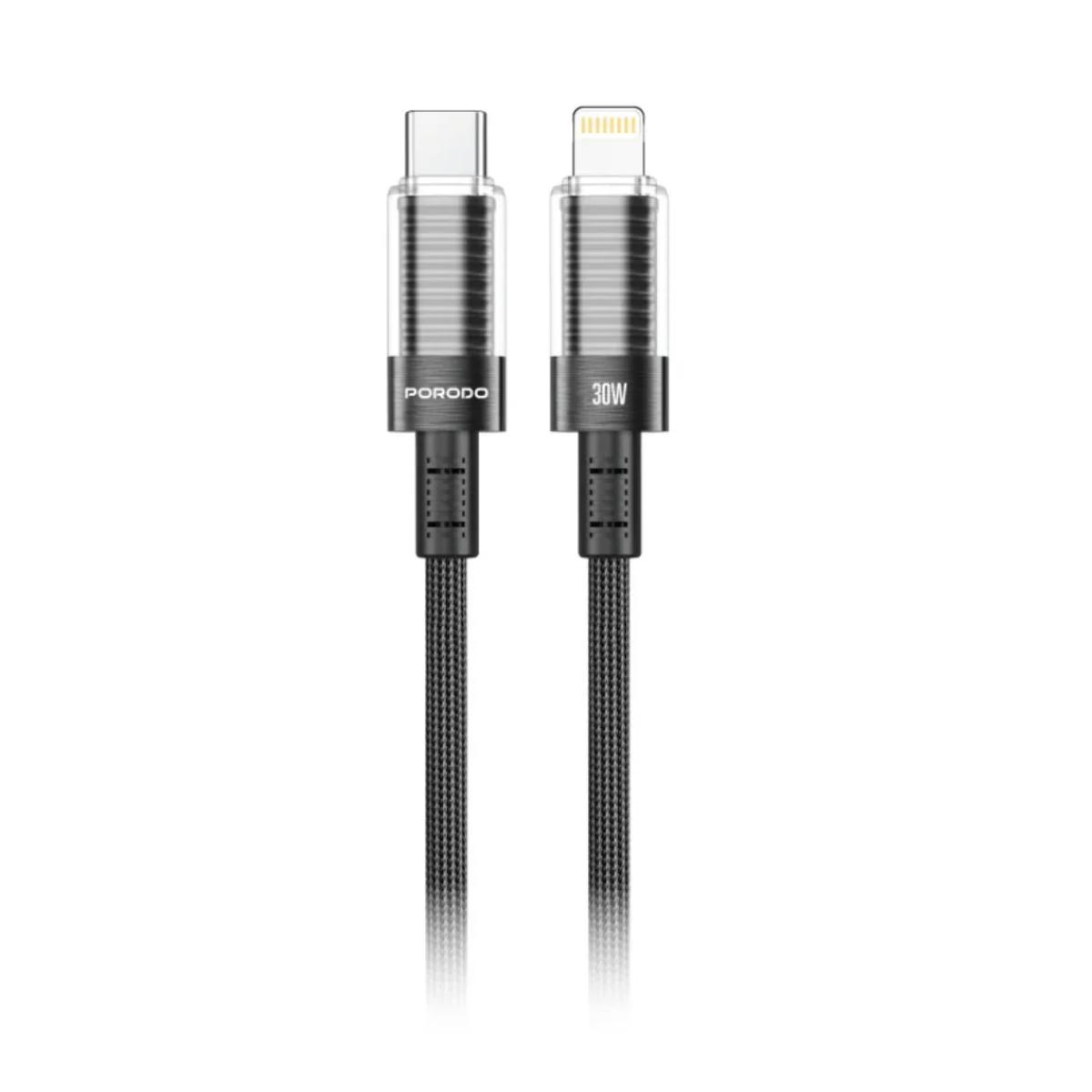 Porodo Transparent Shell USB-C To Lightning Cable