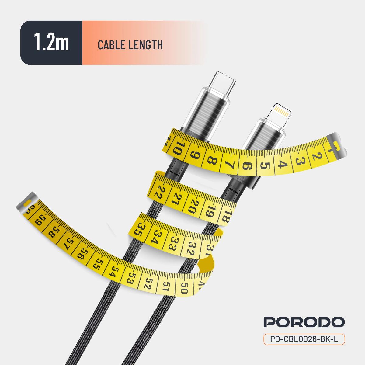 Porodo Transparent Shell USB-C To Lightning Cable