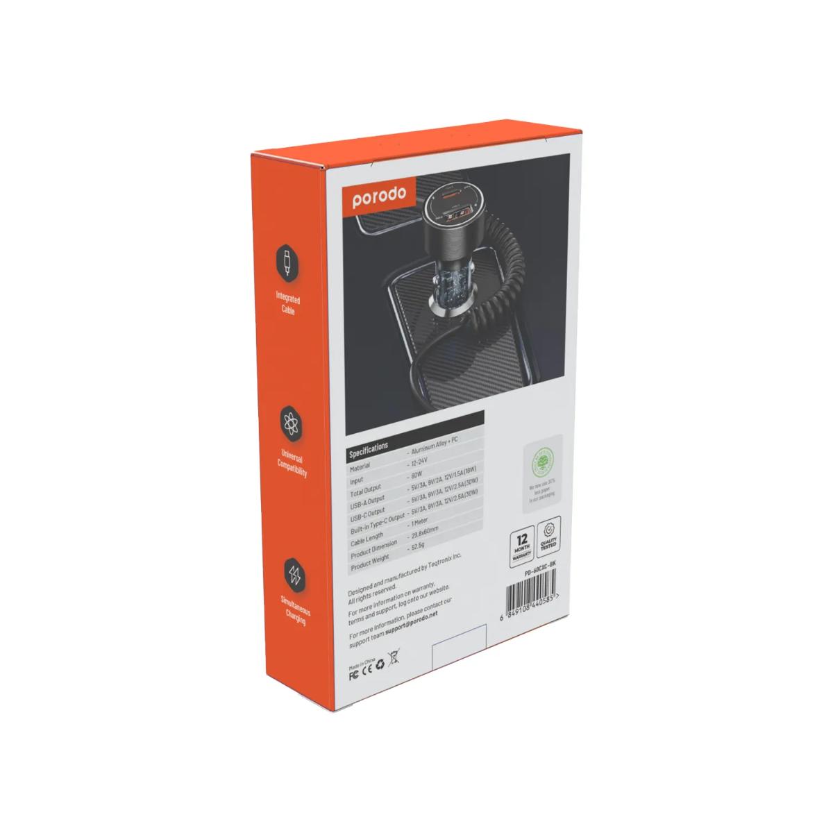 Porodo 50W Dual Output Car Charger