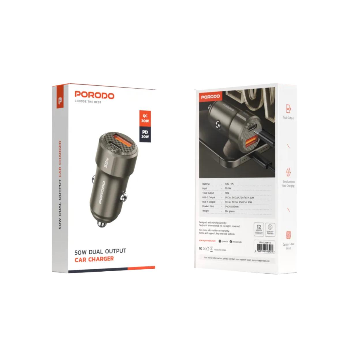 Porodo 50W Dual Output Car Charger